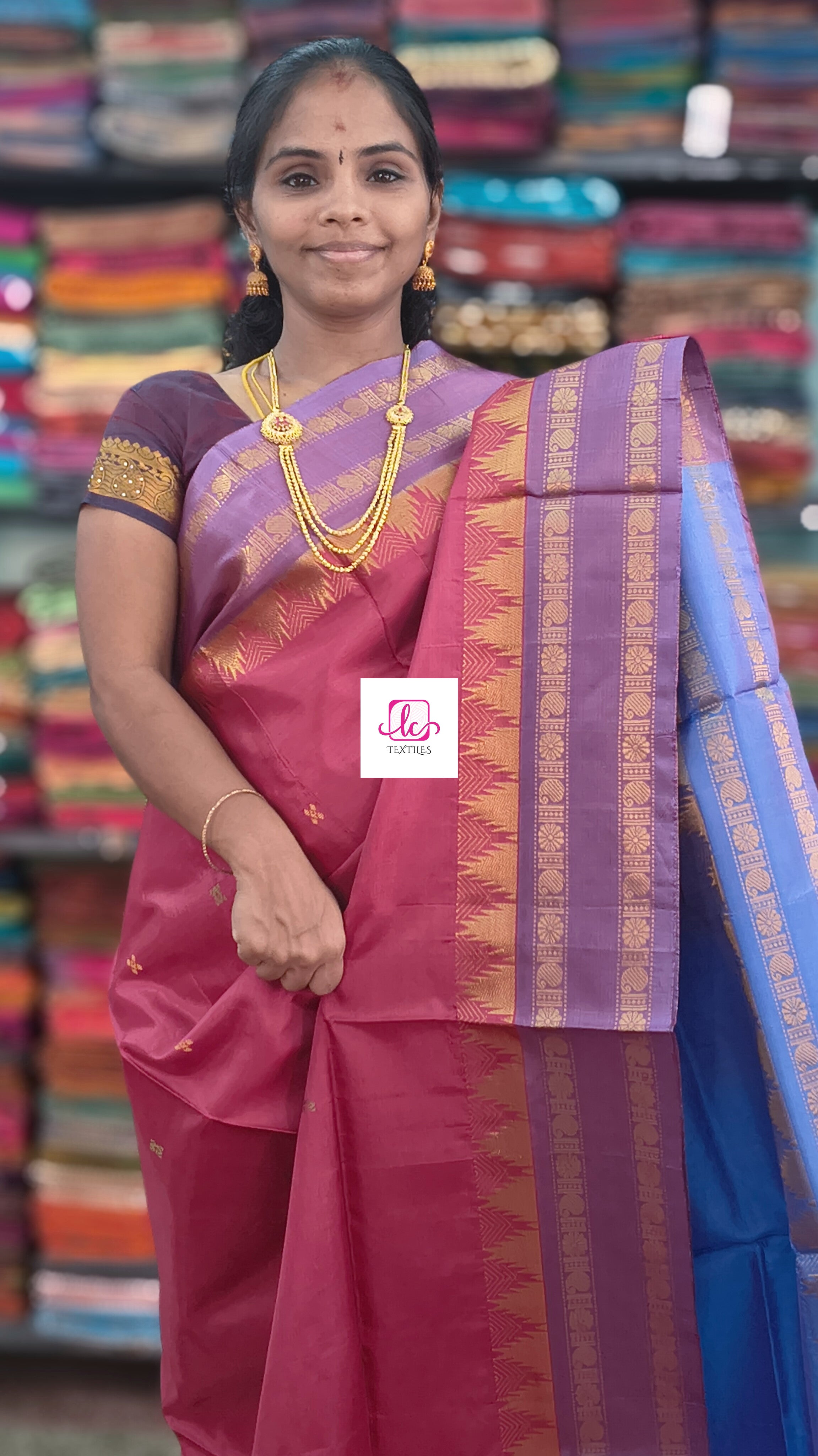 Banana pith silk saree Deep Red shade