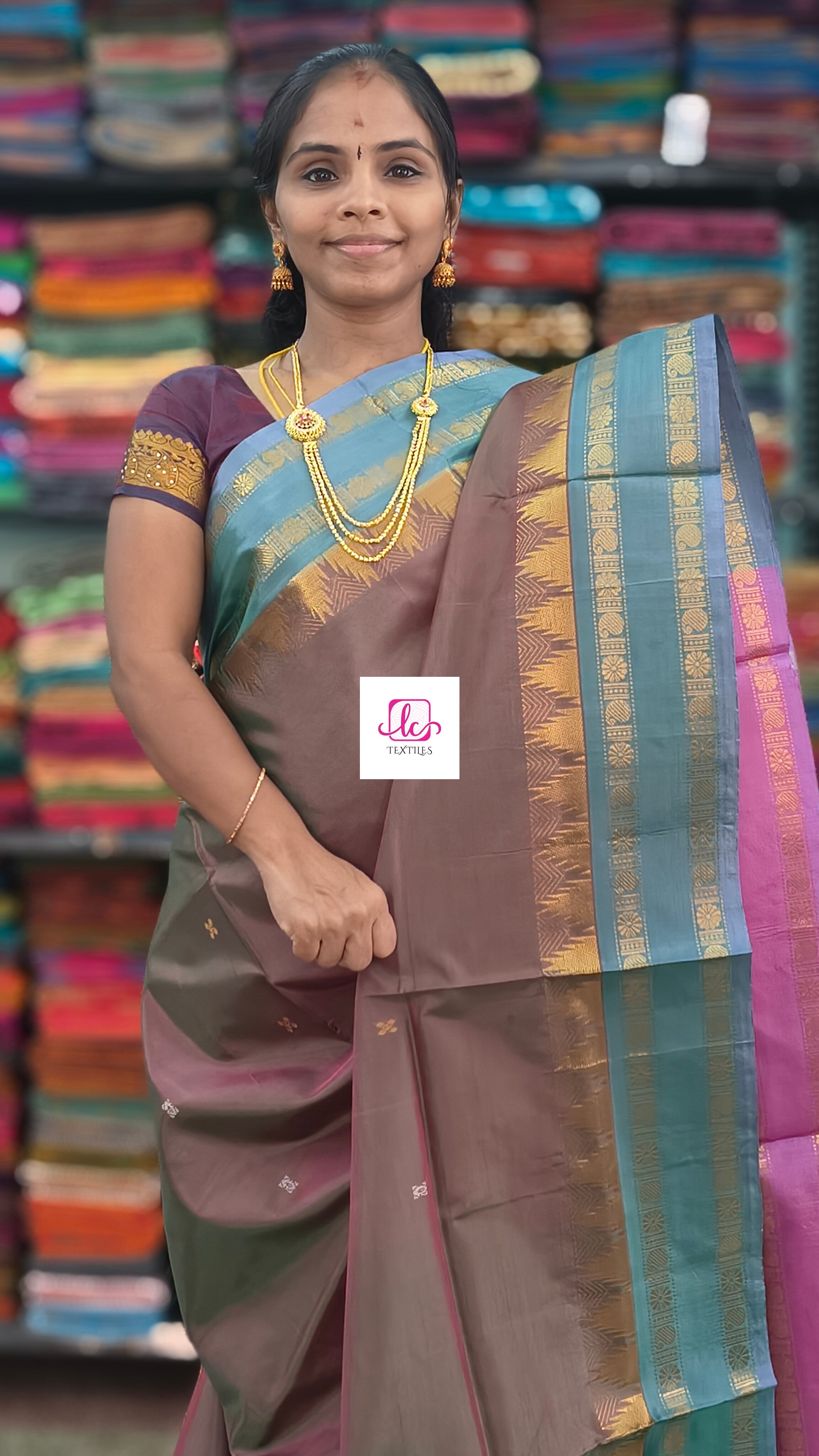Banana pith silk saree Dual tone
