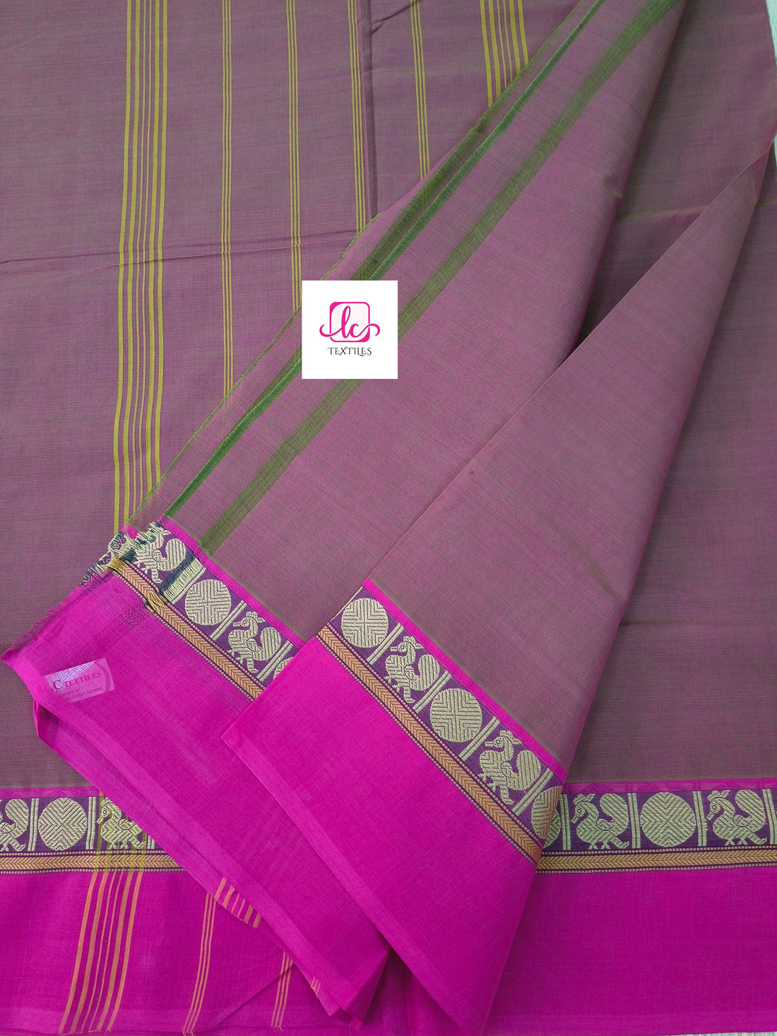 Chettinad Cotton Daily Wear khaki mixed pink dual tone