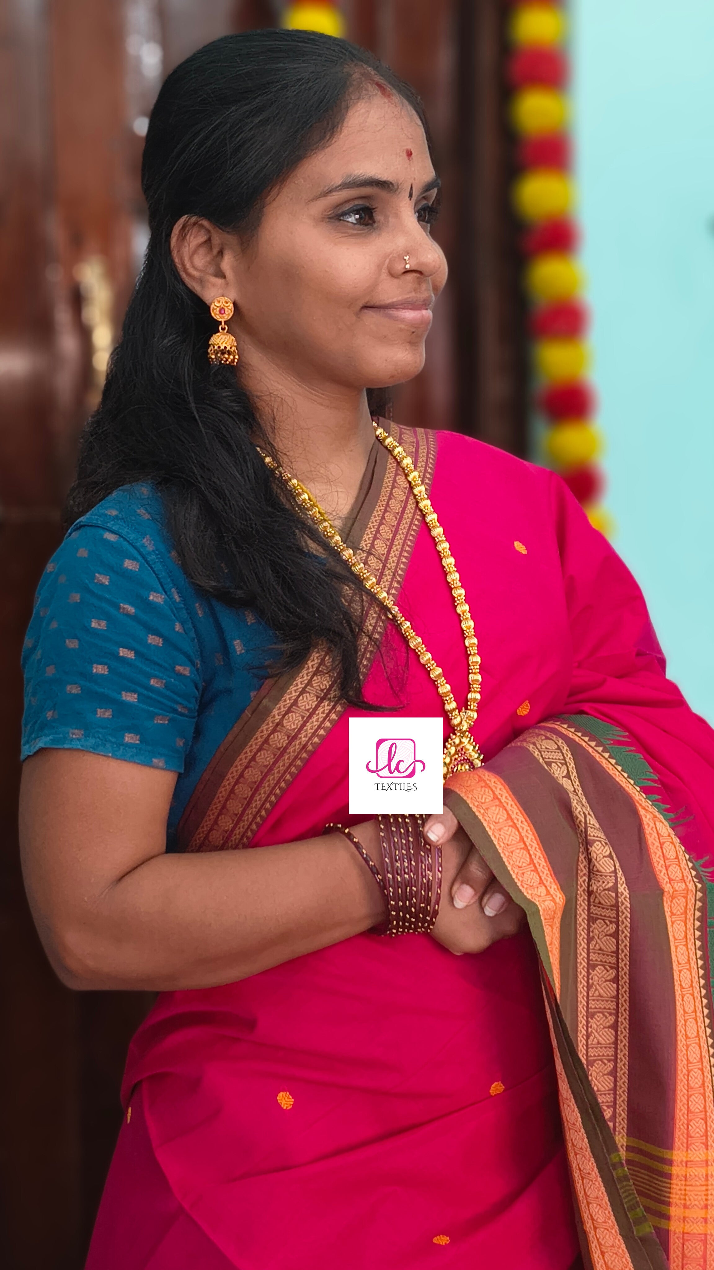 Chettinad Cotton Office Wear Redish pink
