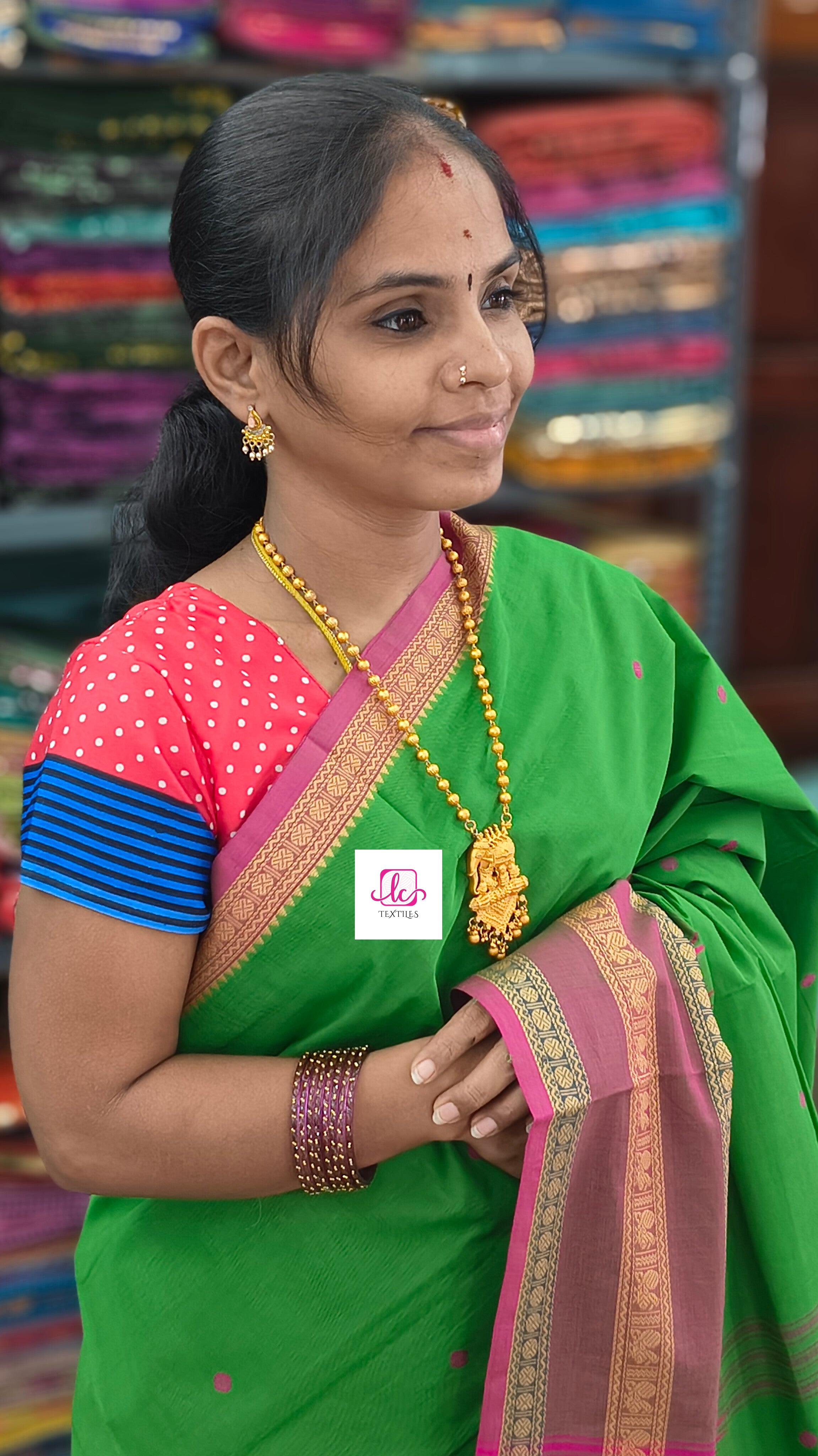 Chettinad Cotton Office Wear Bright leaf green green