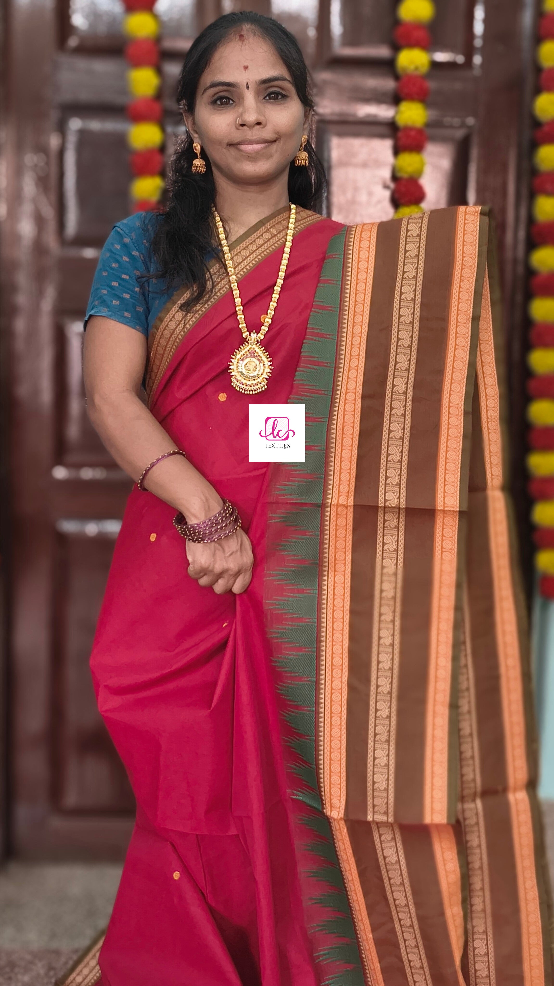 Chettinad Cotton Office Wear Deep maroon red