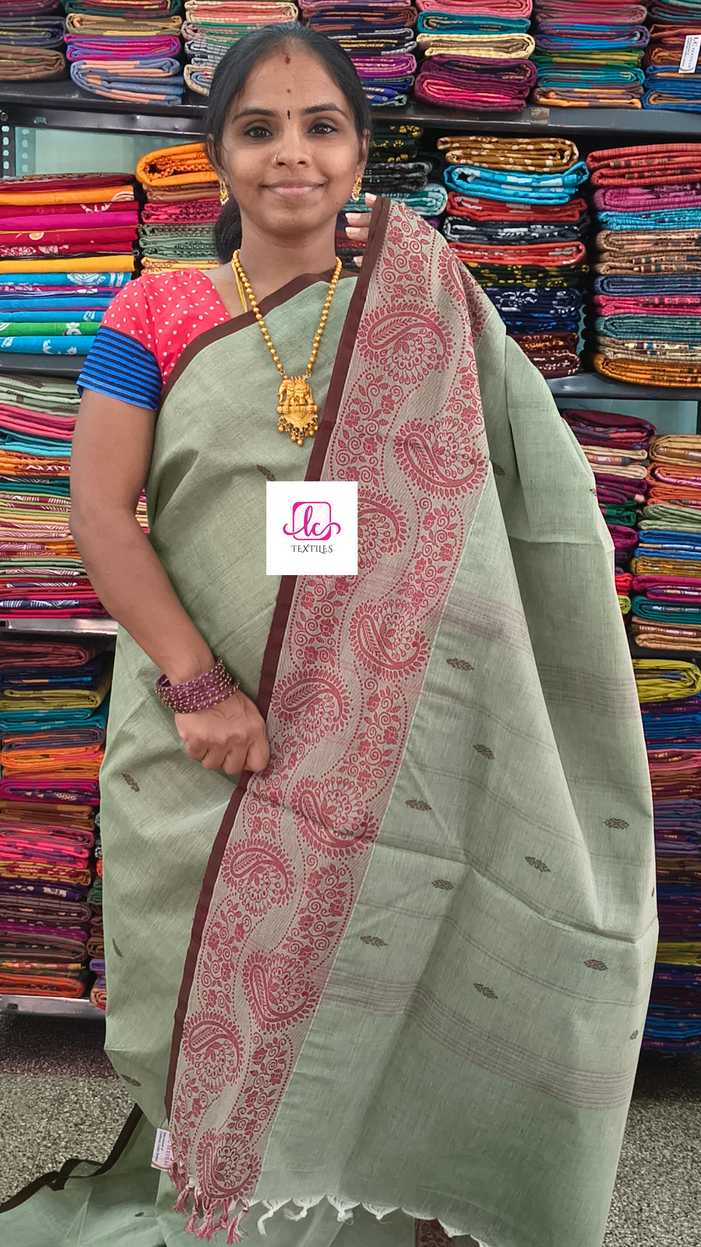 Chettinad Cotton Office Wear Soft sage green