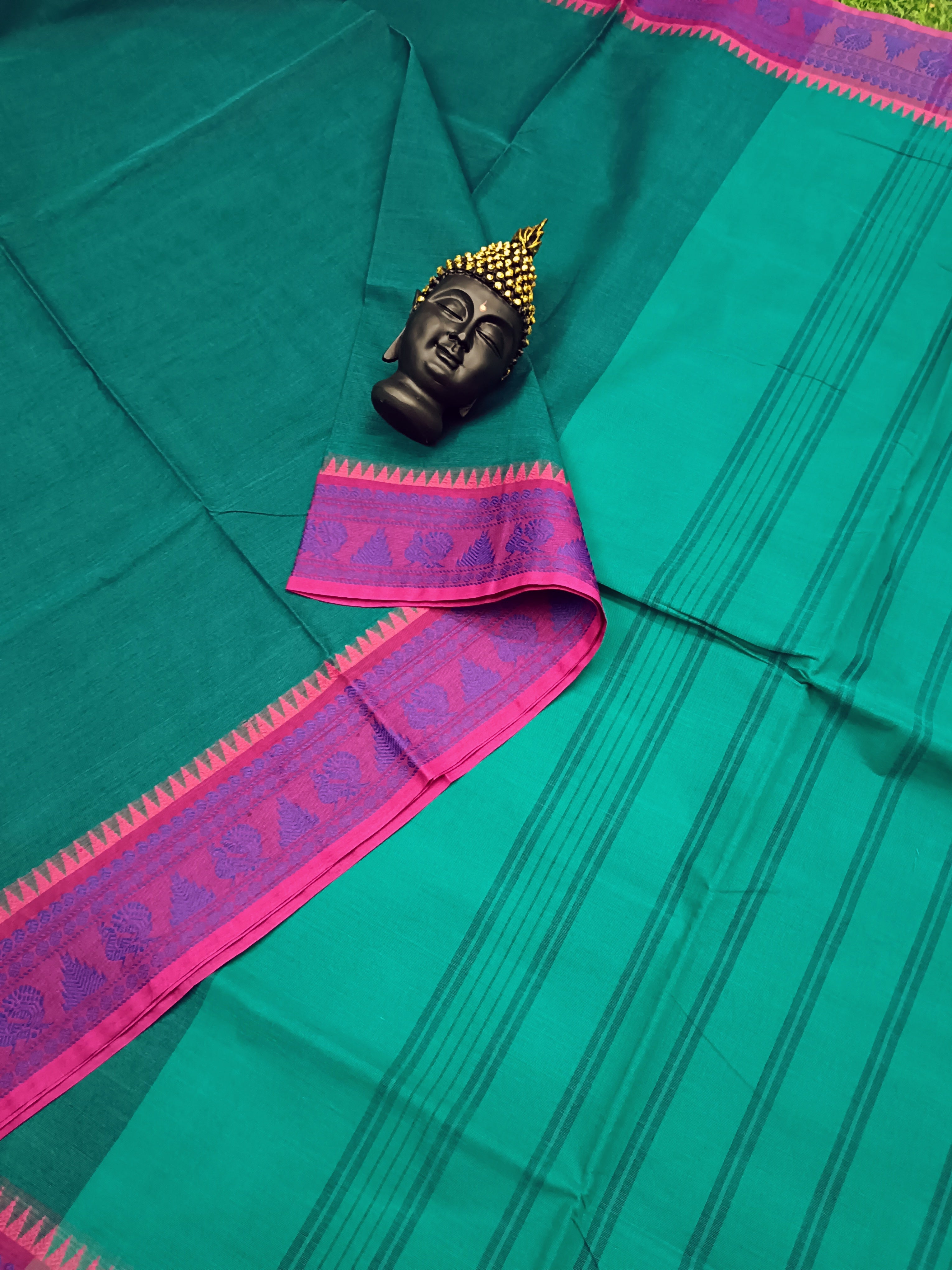 Chettinad Cotton Office Wear Bluish Green