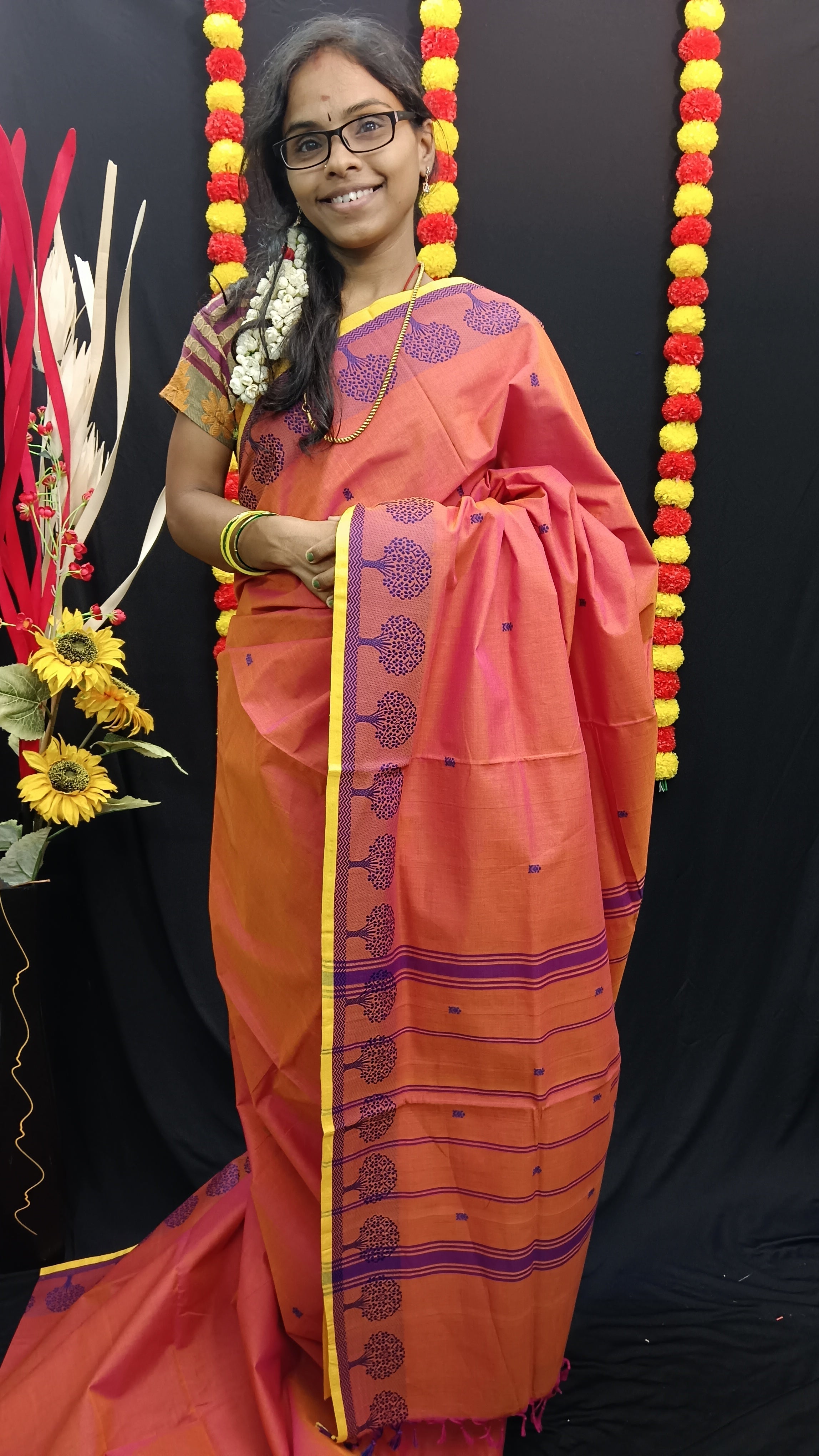 Chettinad Cotton Office Wear Peach orange