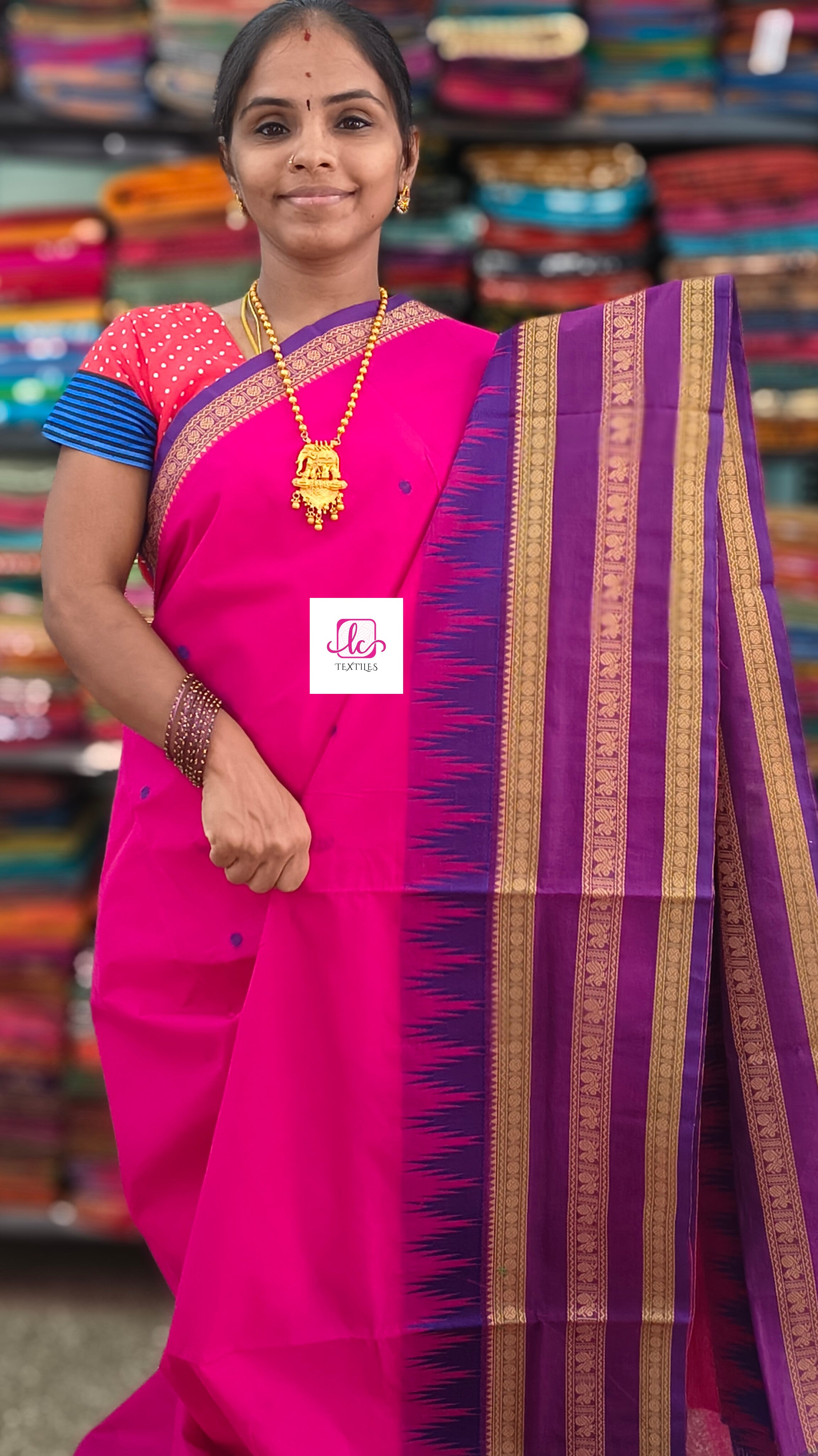 Chettinad Cotton Office Wear Redish pink