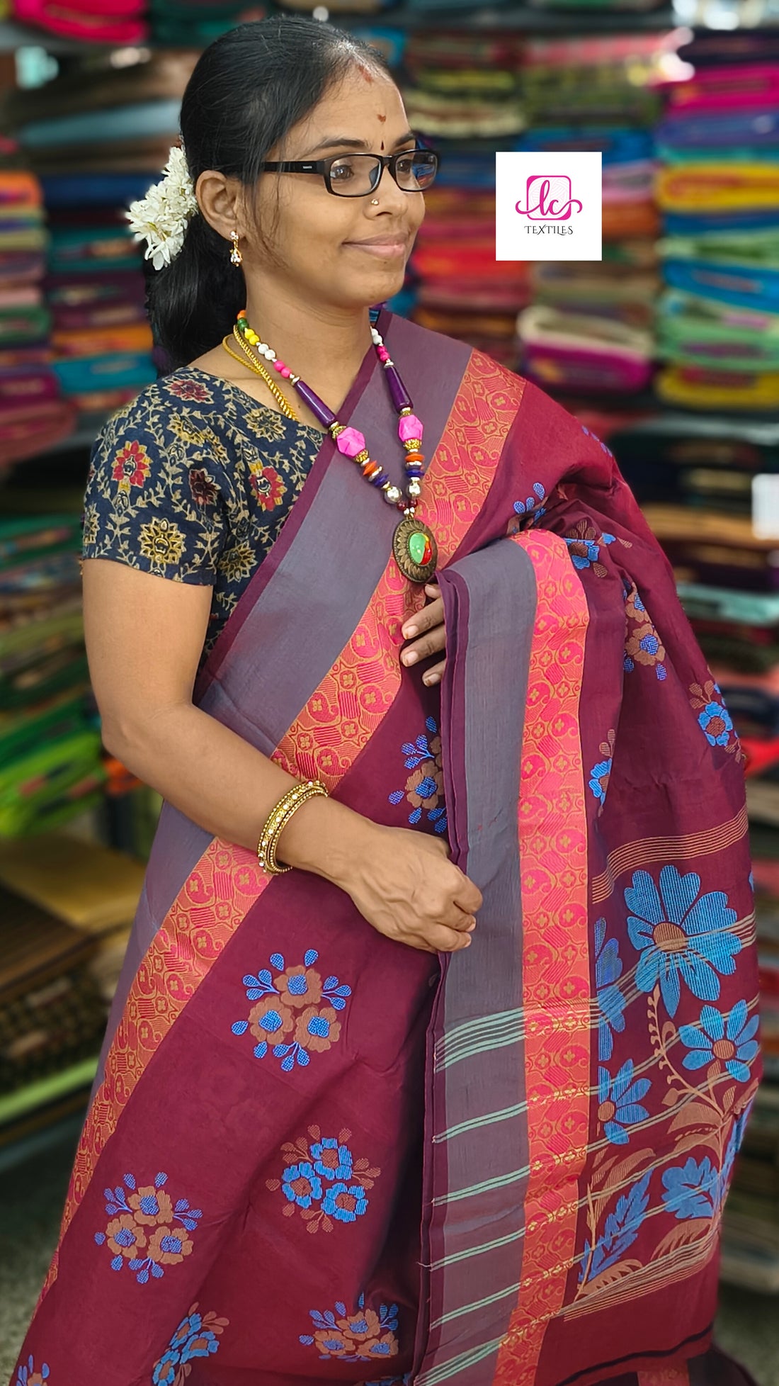Chettinad Cotton Printed Maroon