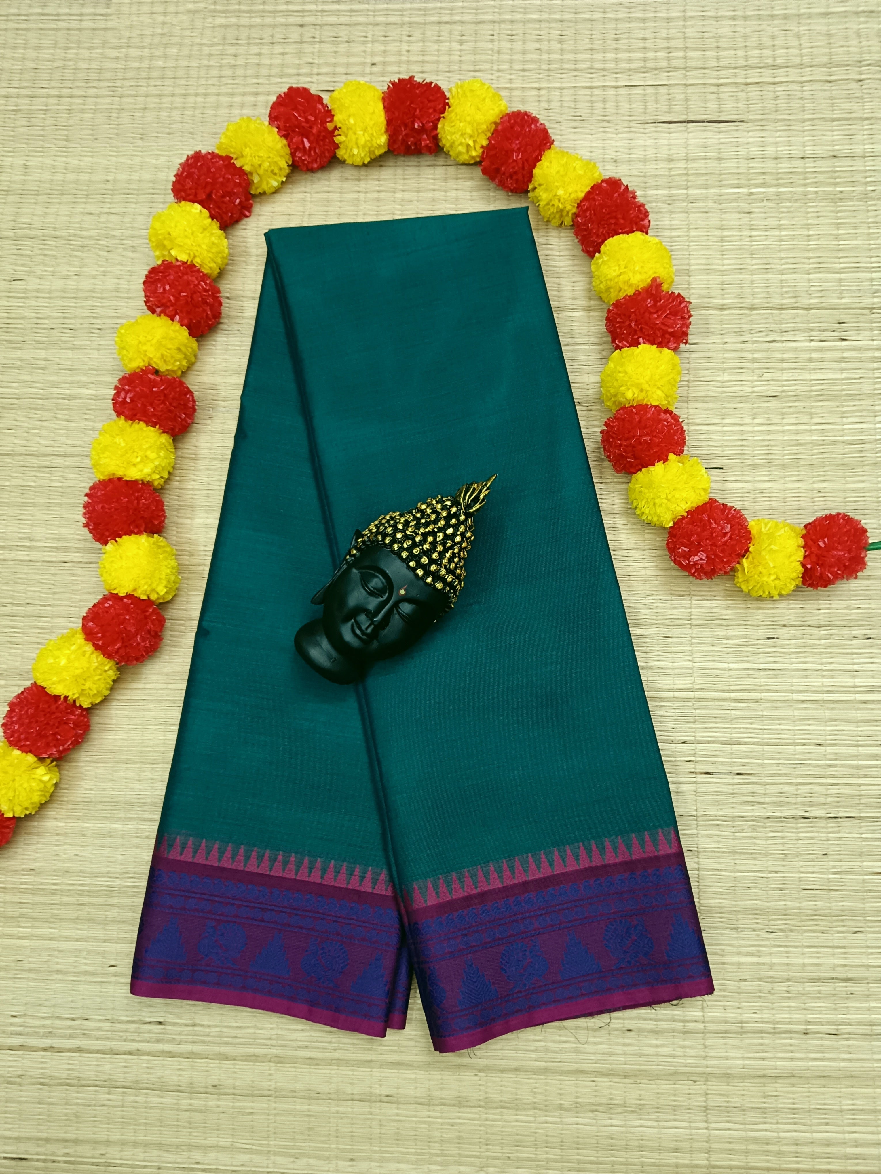 Chettinad Cotton Office Wear Bluish Green