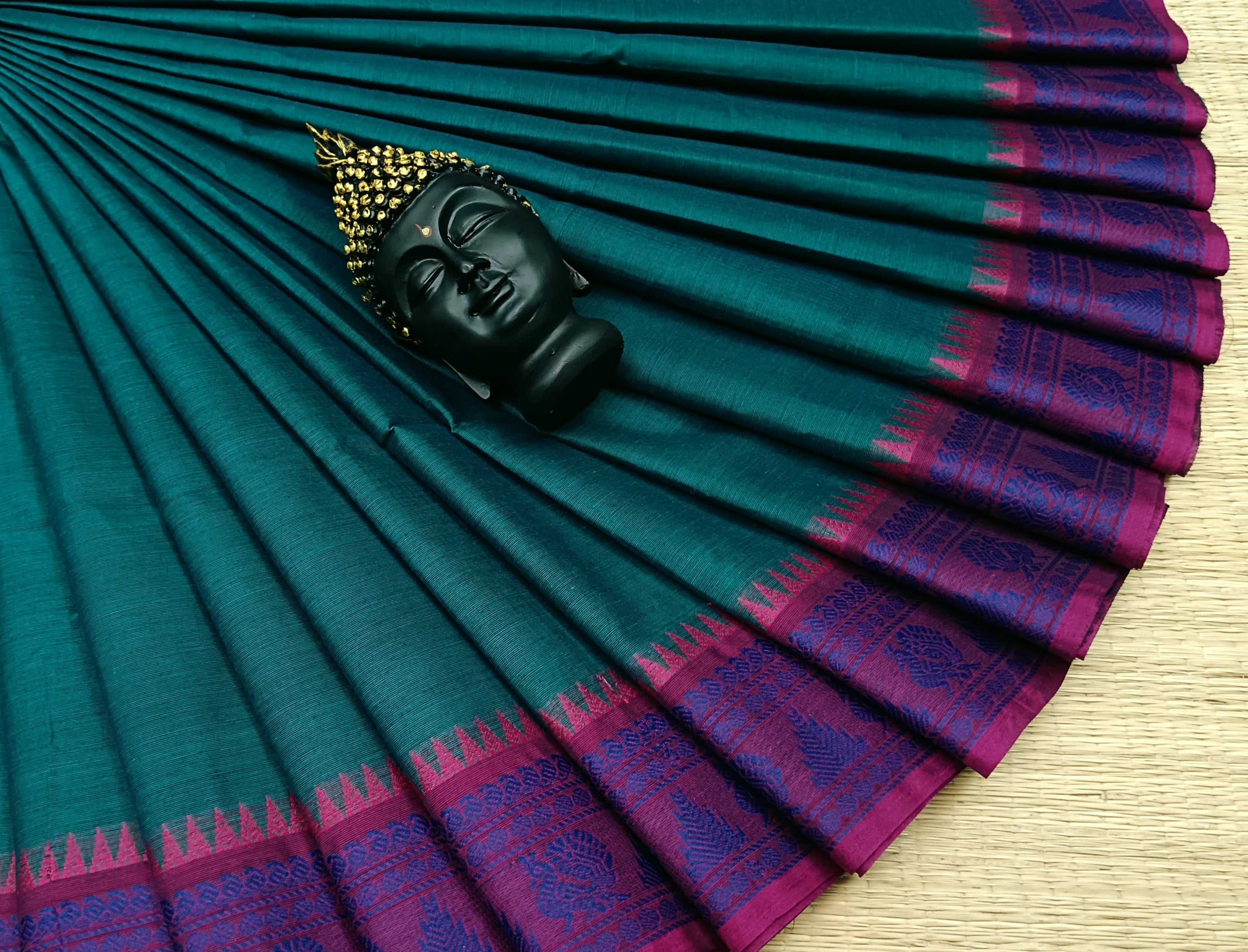 Chettinad Cotton Office Wear Bluish Green