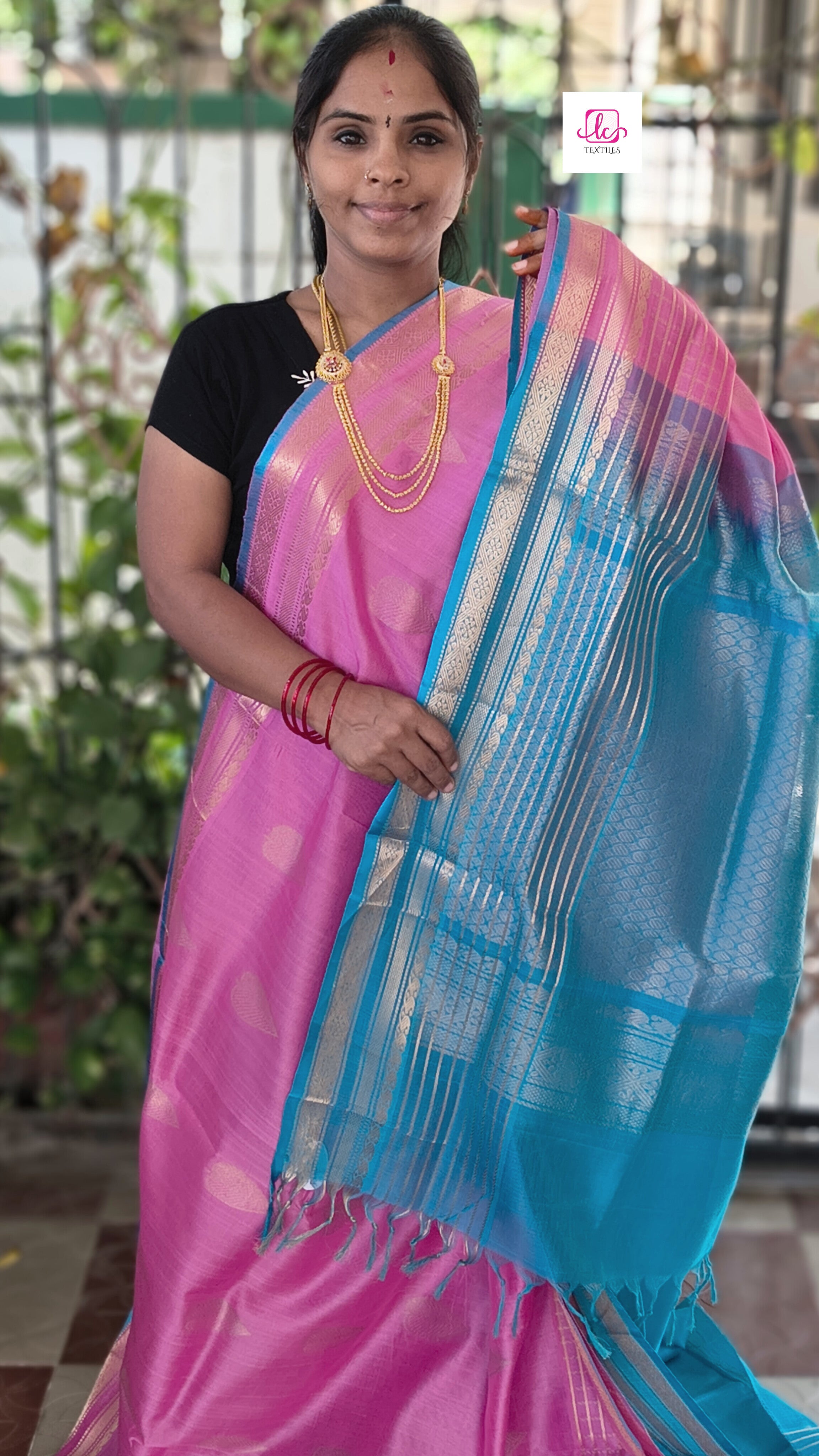 Handloom Kanchi Silk Cotton Butta Baby Pink