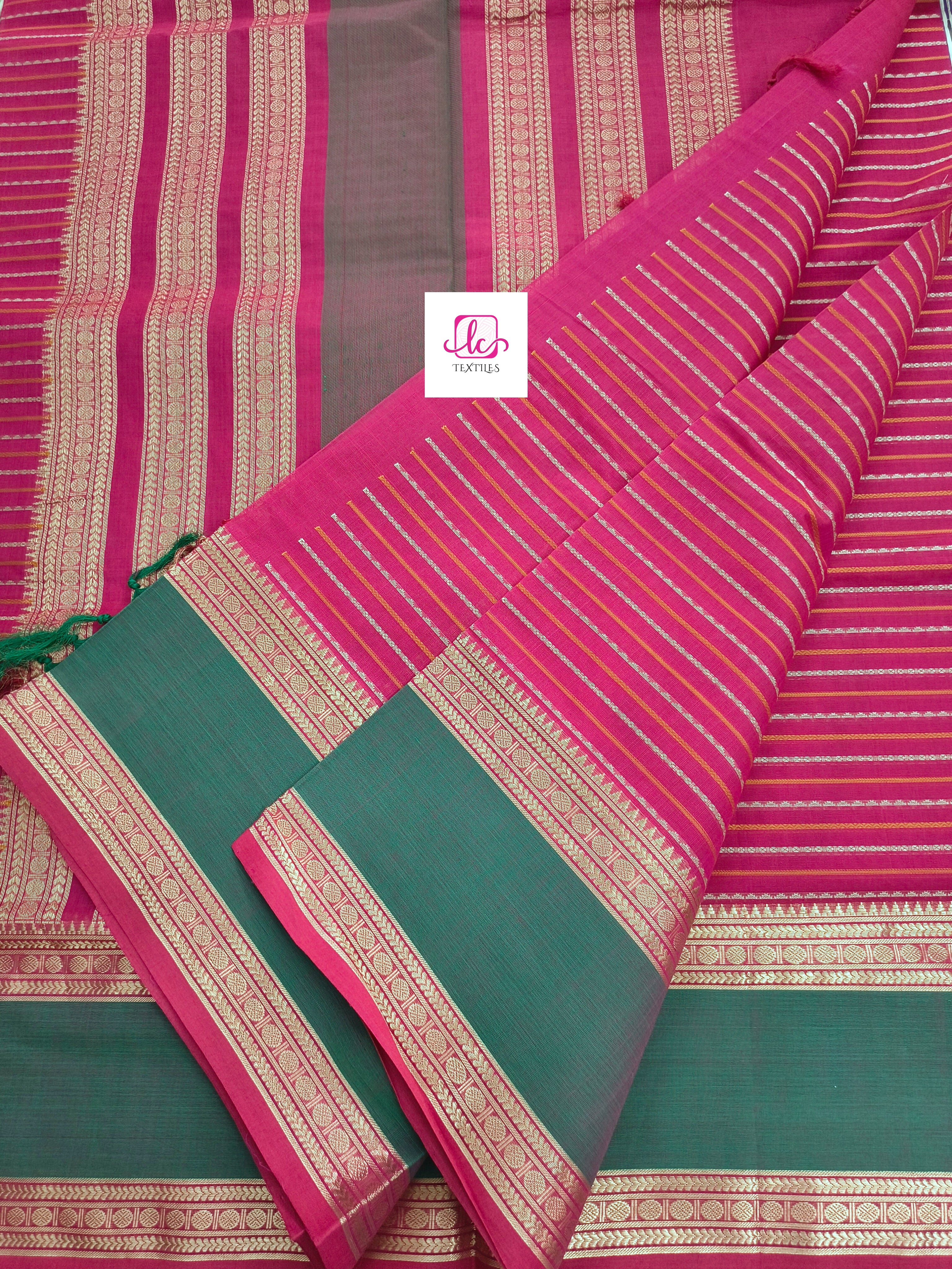Heritage Handwoven cotton Veldhari Redish Pink