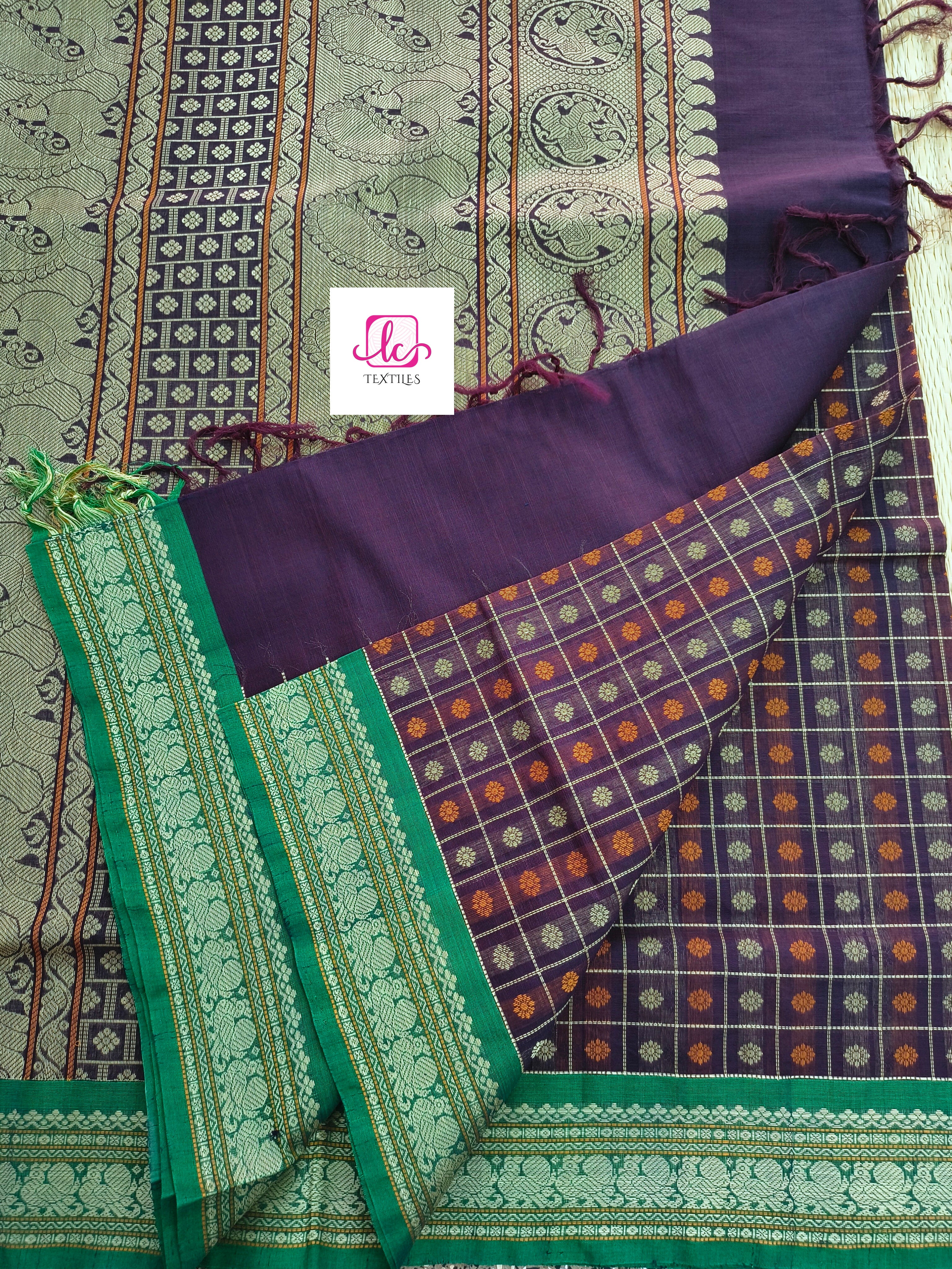 Heritage Handwoven cotton 1000 butta Brown