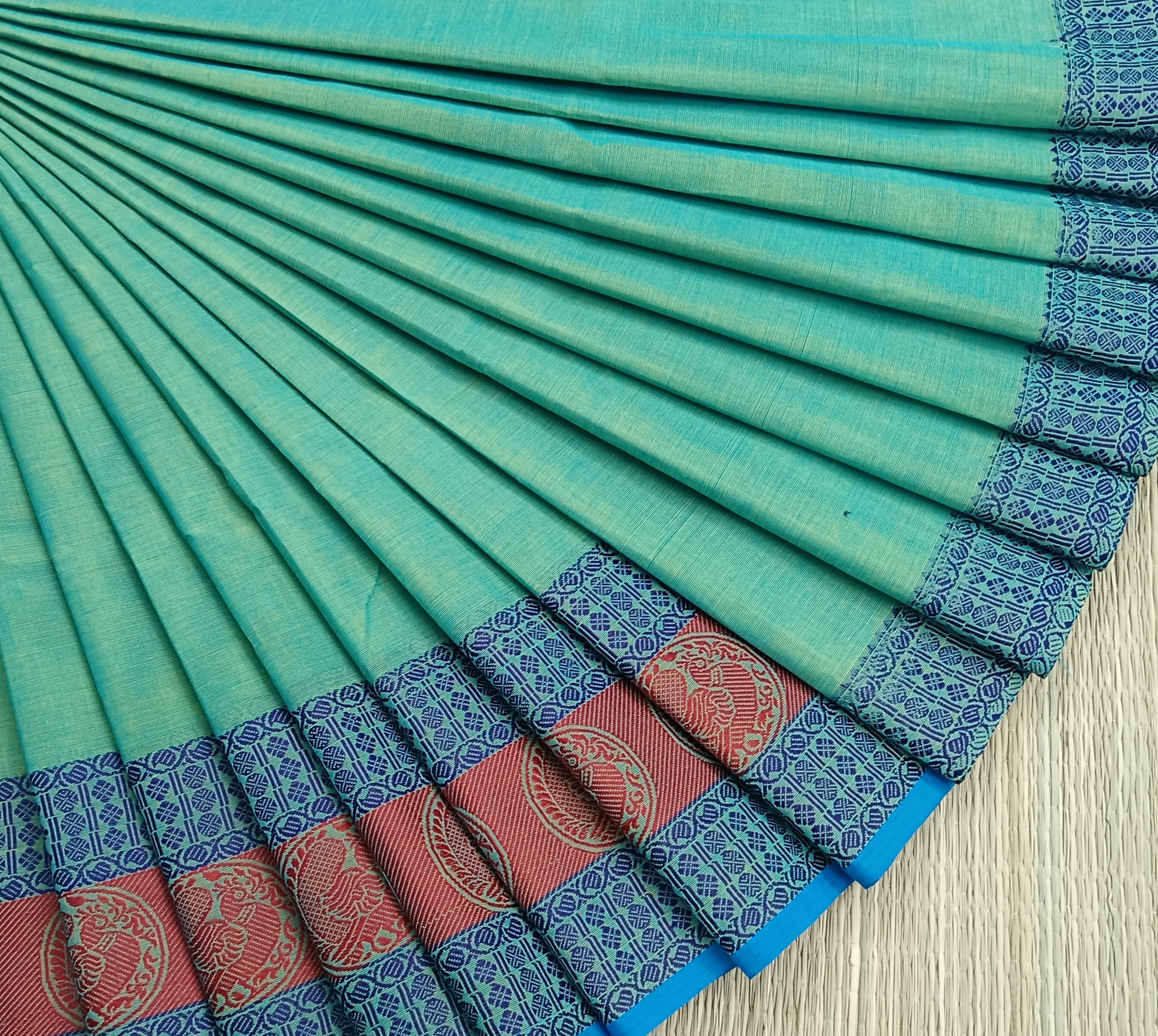 Chettinad Cotton - Daily Wear -Aqua green mixed blue- CDW01