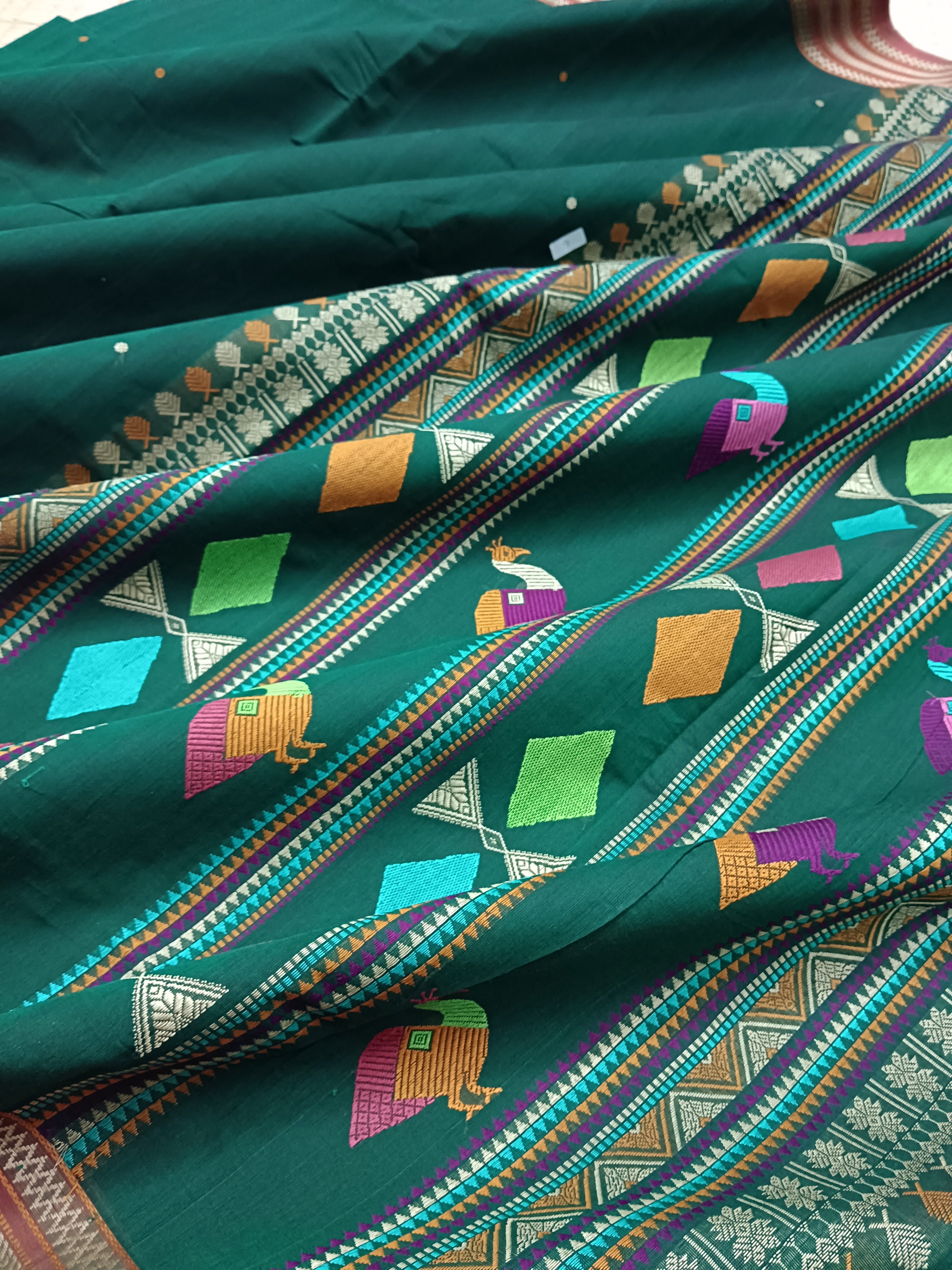 Heritage Handwoven cotton -Butta-Green -22