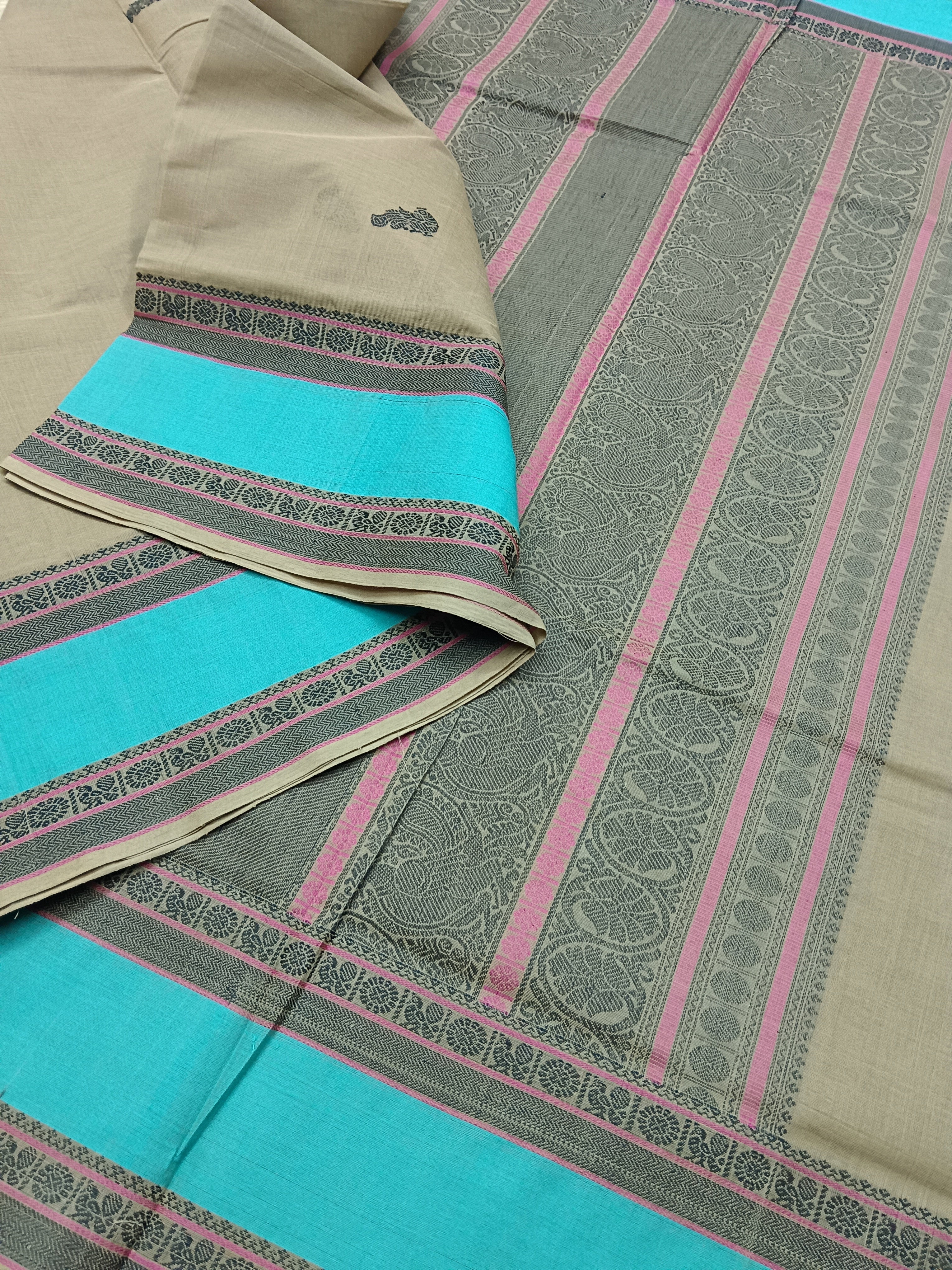 Heritage Handwoven cotton -Butta-Beige khaki -24