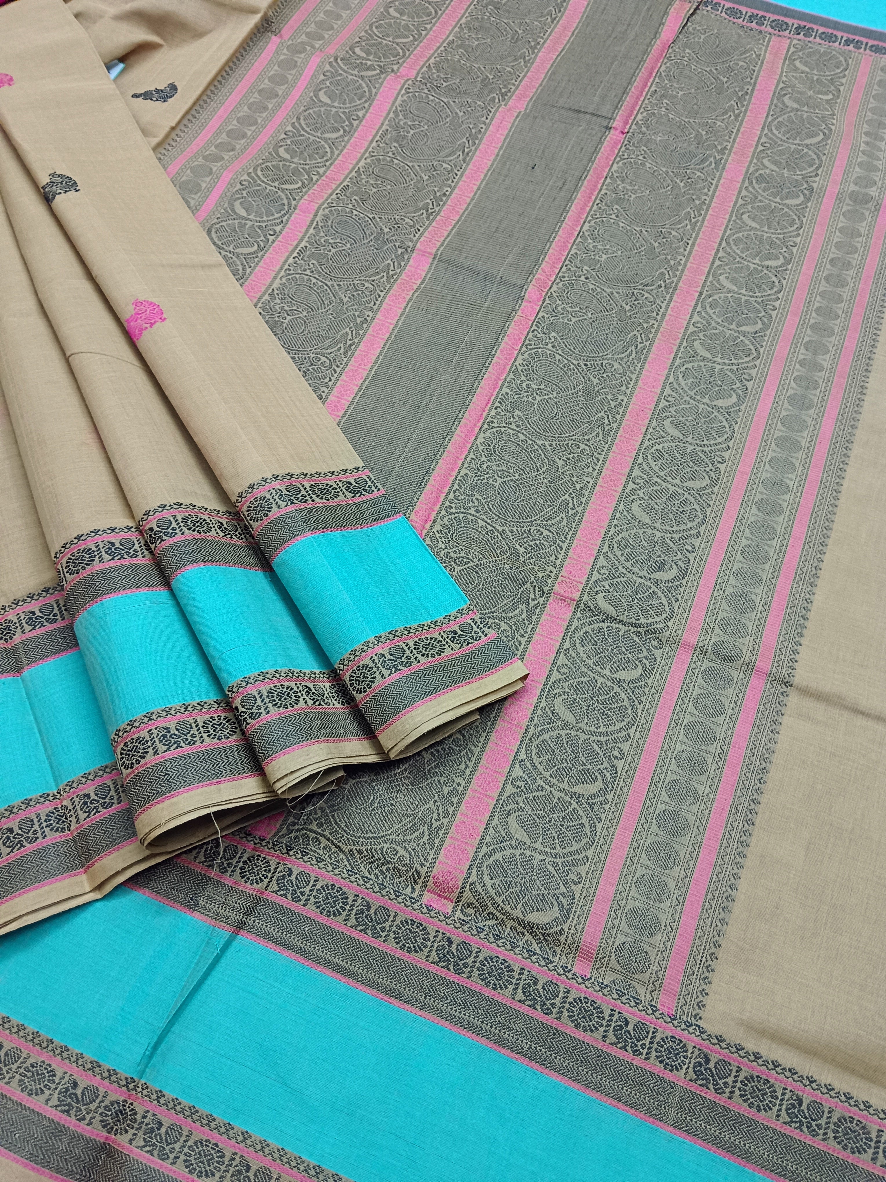 Heritage Handwoven cotton -Butta-Beige khaki -24