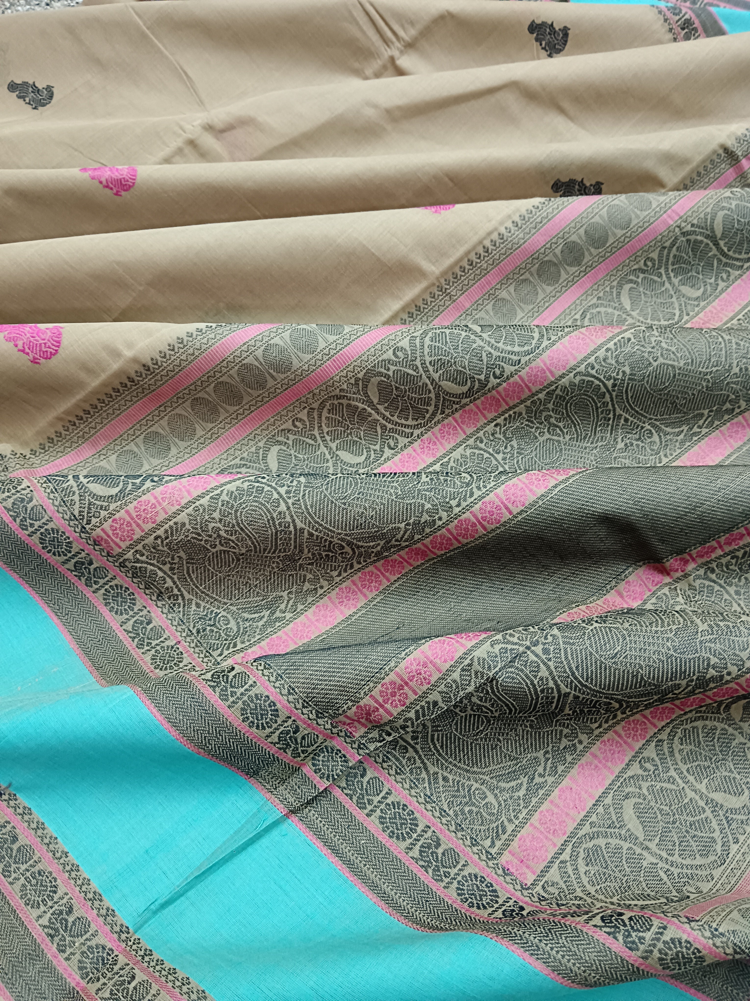 Heritage Handwoven cotton -Butta-Beige khaki -24