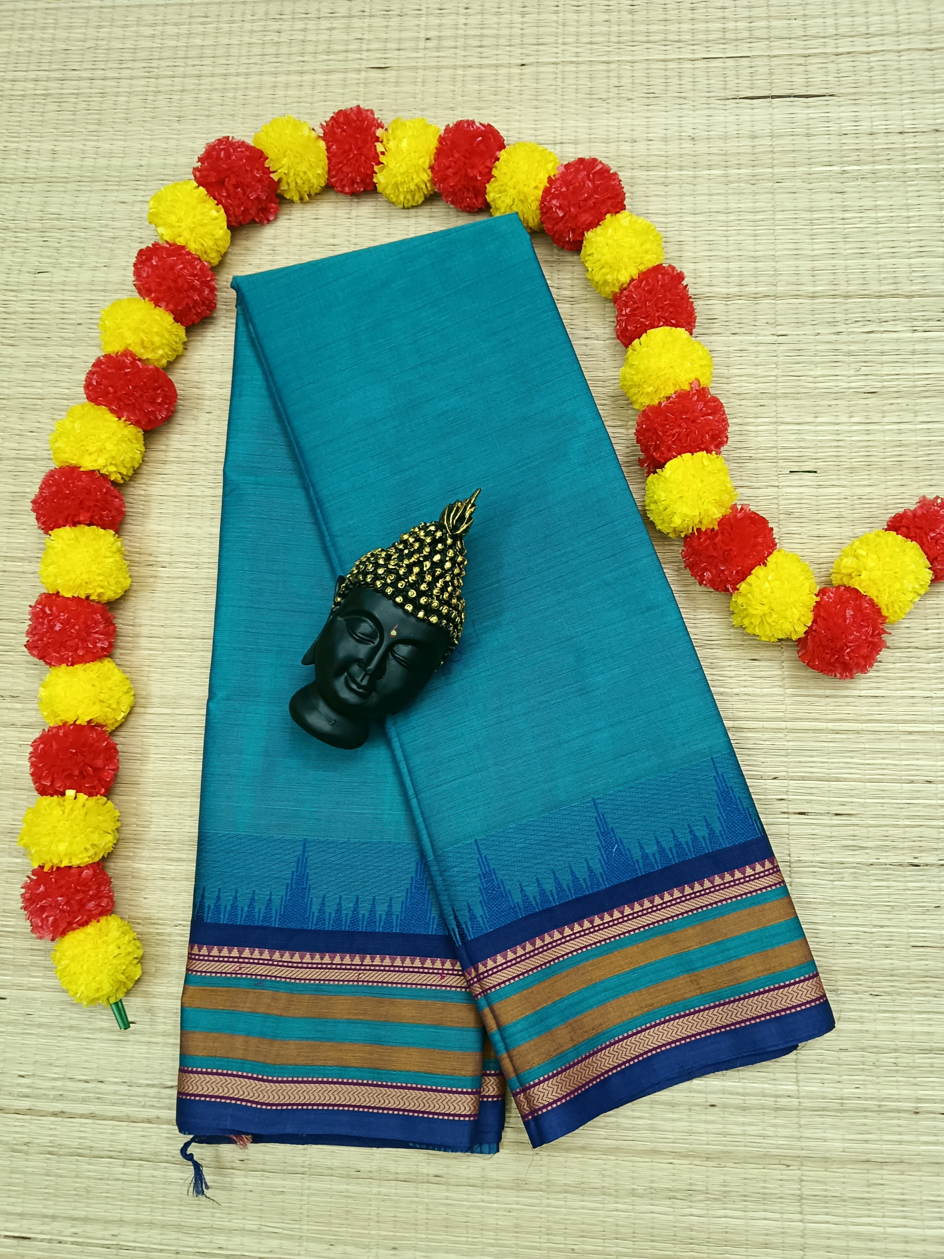 Chettinad Cotton - Office Wear - Teal Blue Dual Tone Saree CCOW07
