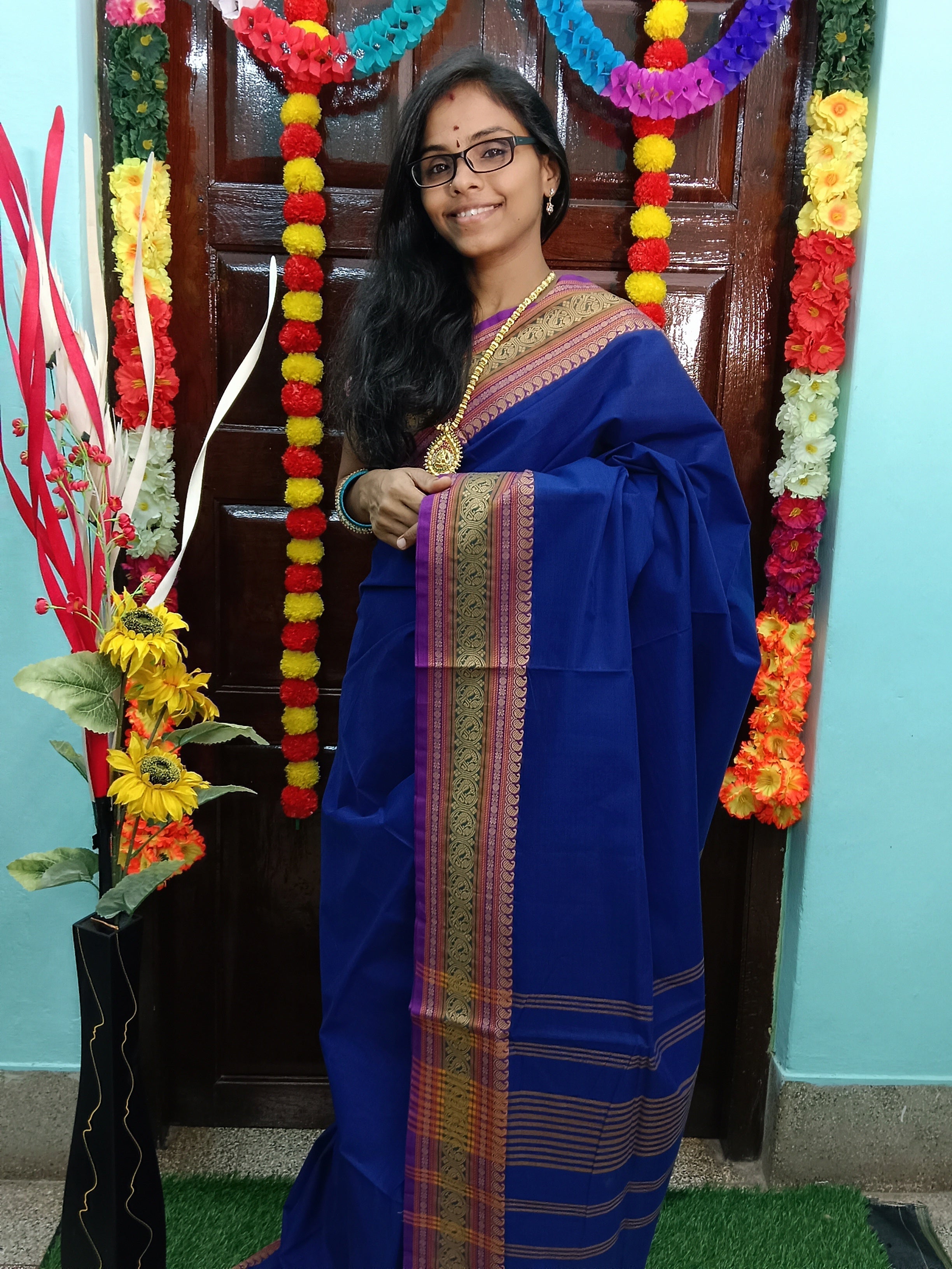 Chettinad Cotton - Office Wear - Royal Blue CCOW02