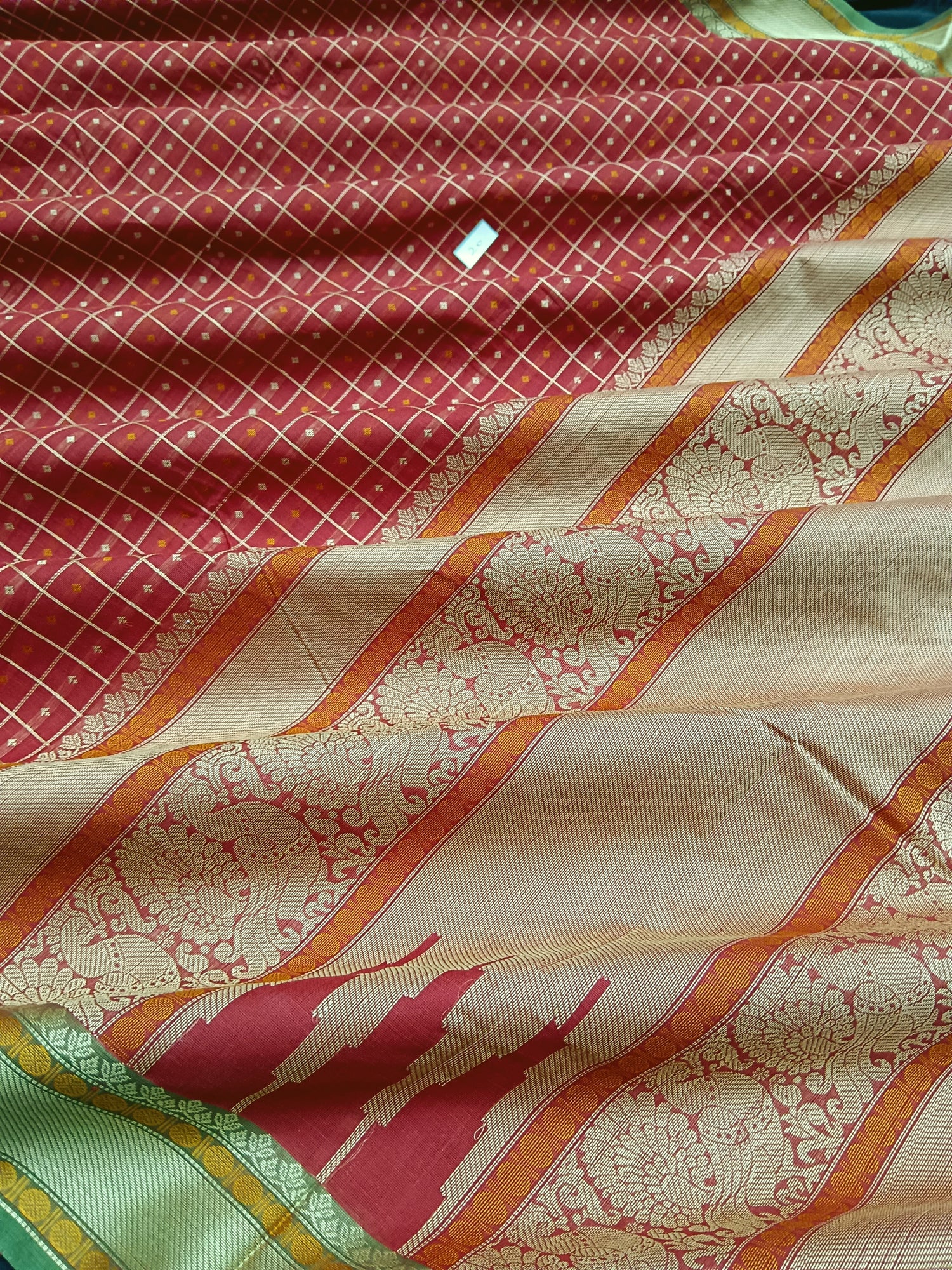 Shubhavastram - Heritage Handwoven Cotton Lakshadeepam - Red - HC05