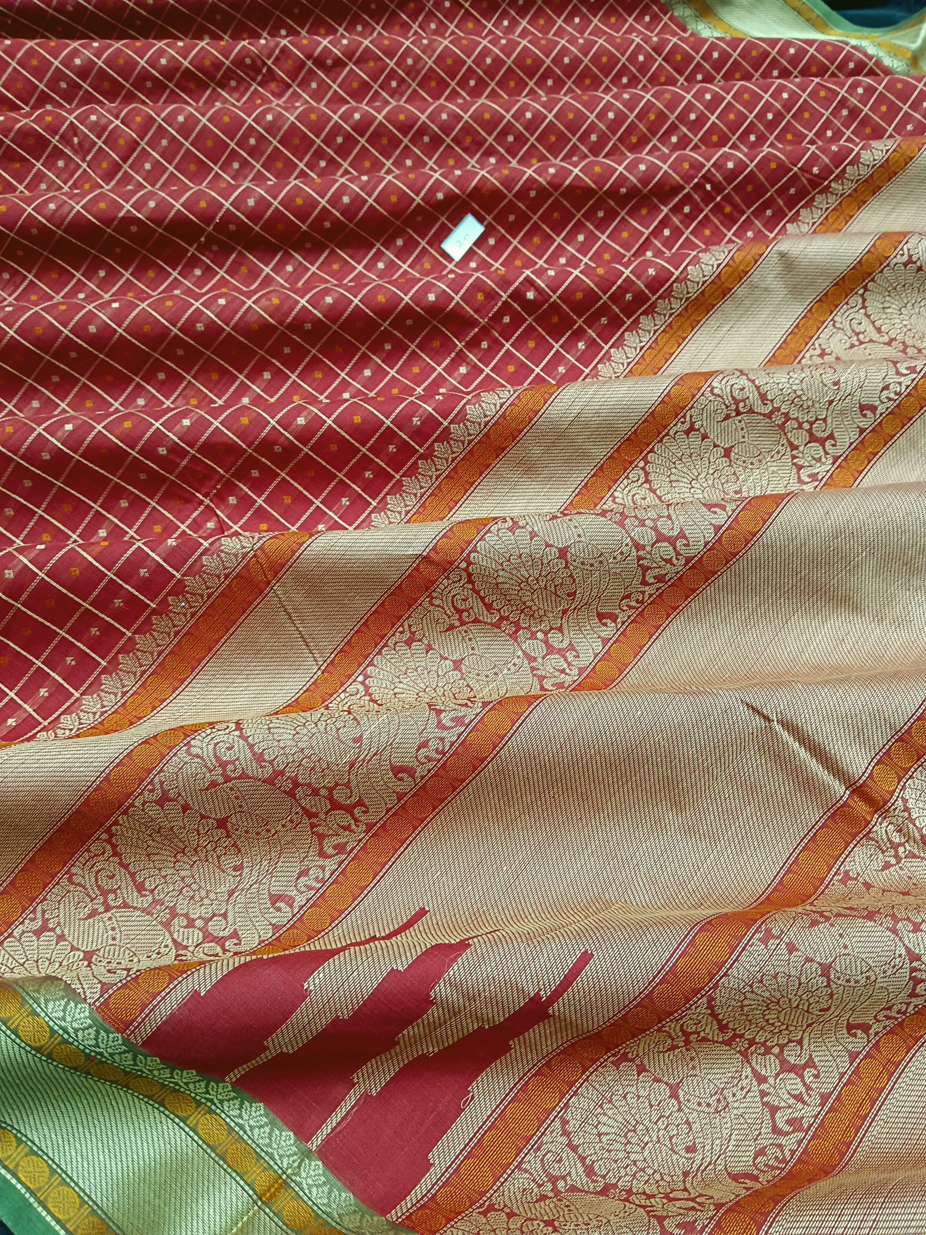 Shubhavastram - Heritage Handwoven Cotton Lakshadeepam - Red - HC05