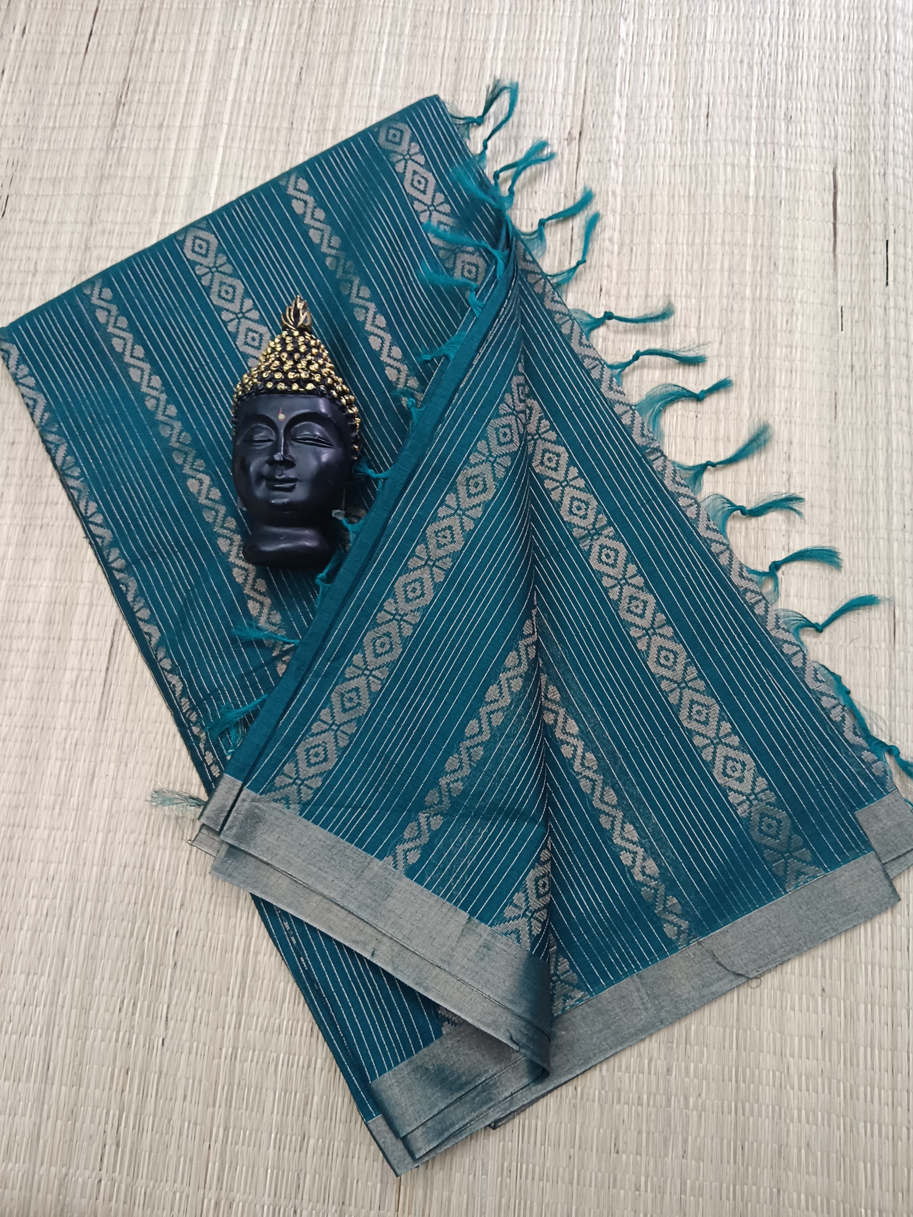 Negamam Cotton Saree - All over Design-Peacock Blue - NC 01