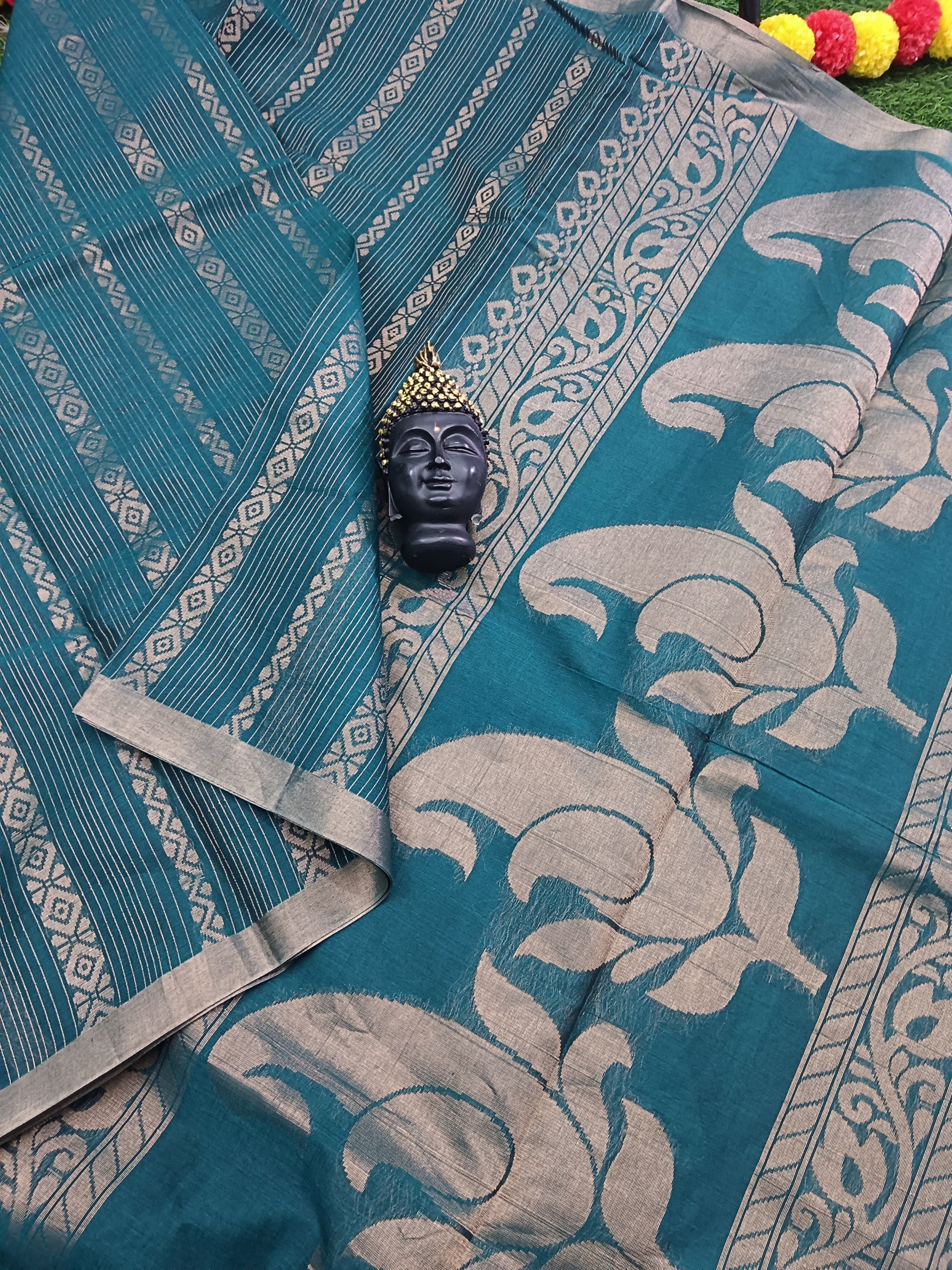 Negamam Cotton Saree - All over Design-Peacock Blue - NC 01
