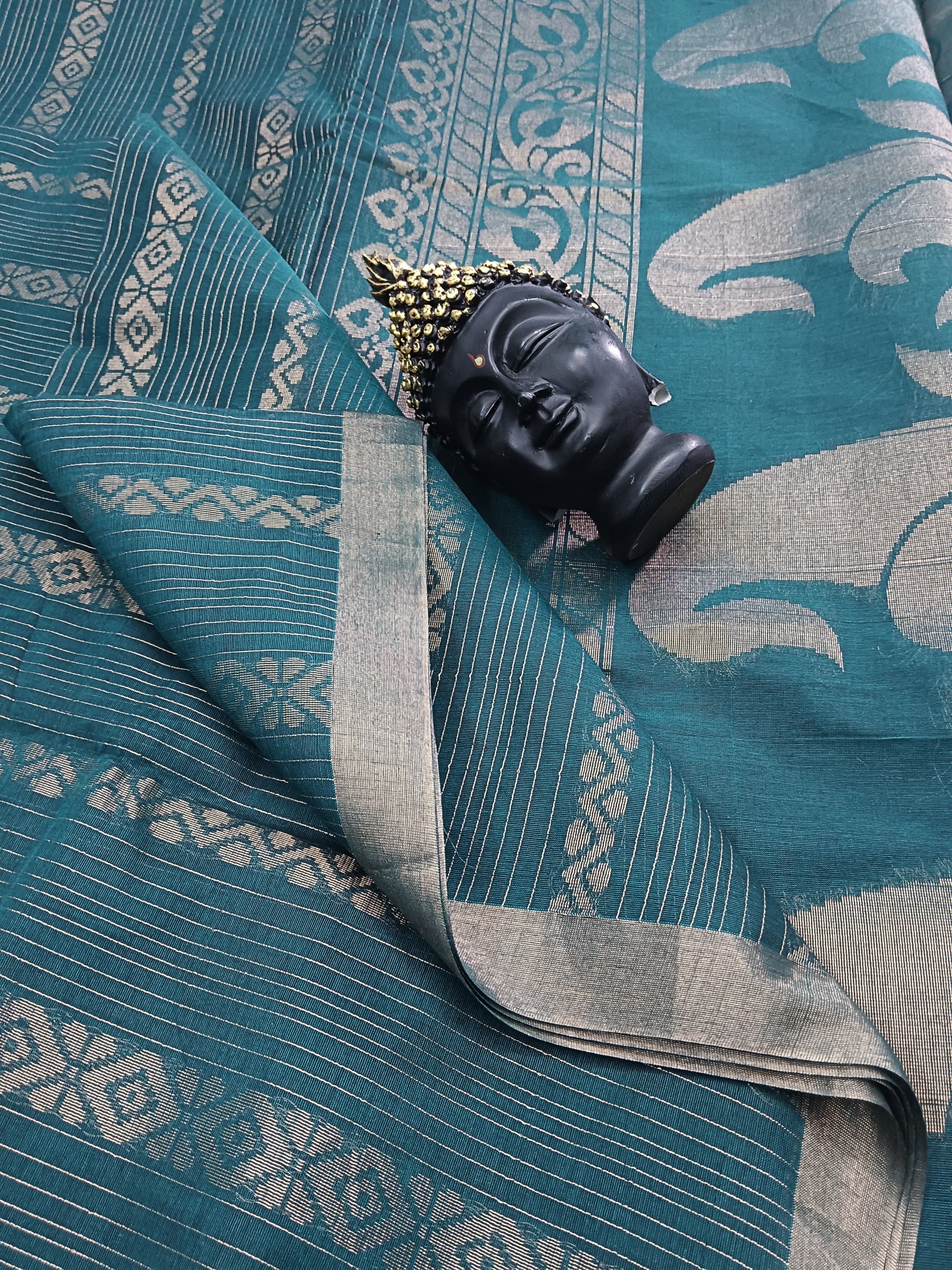 Negamam Cotton Saree - All over Design-Peacock Blue - NC 01