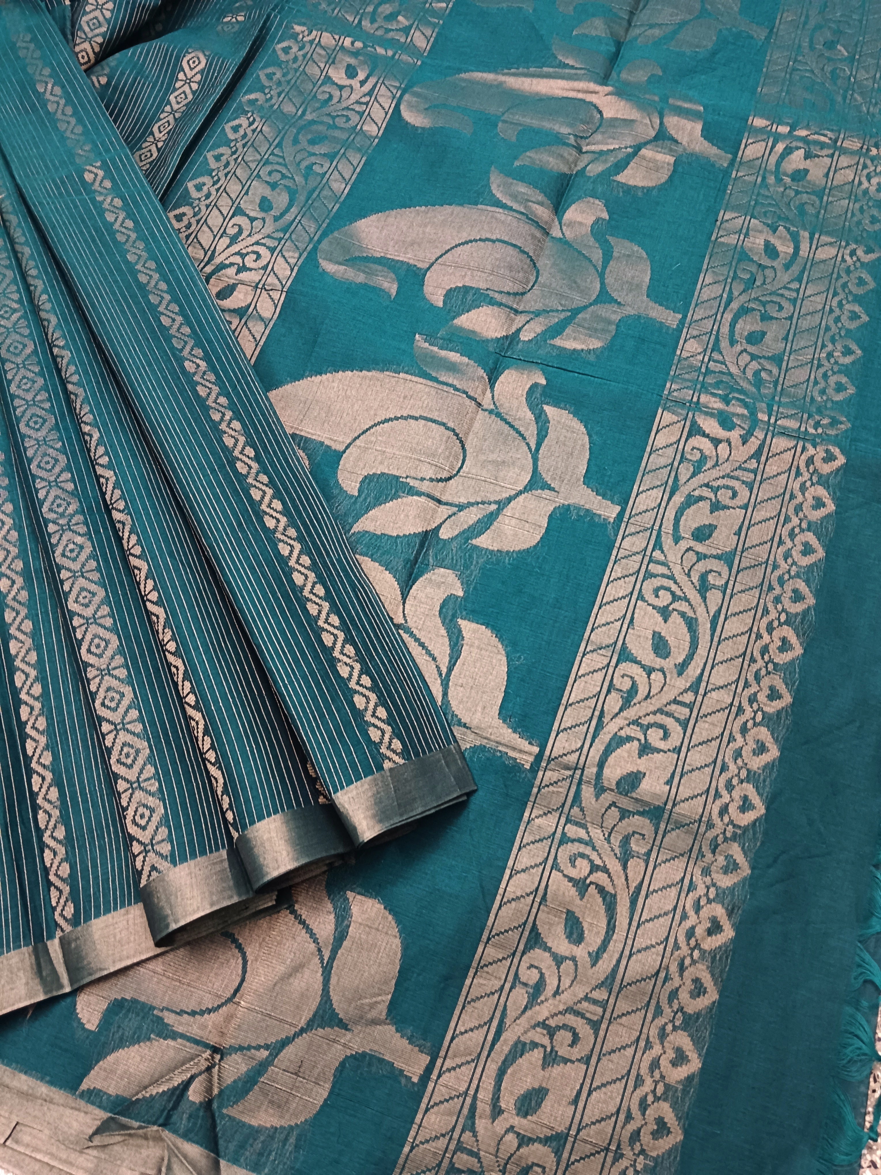 Negamam Cotton Saree - All over Design-Peacock Blue - NC 01