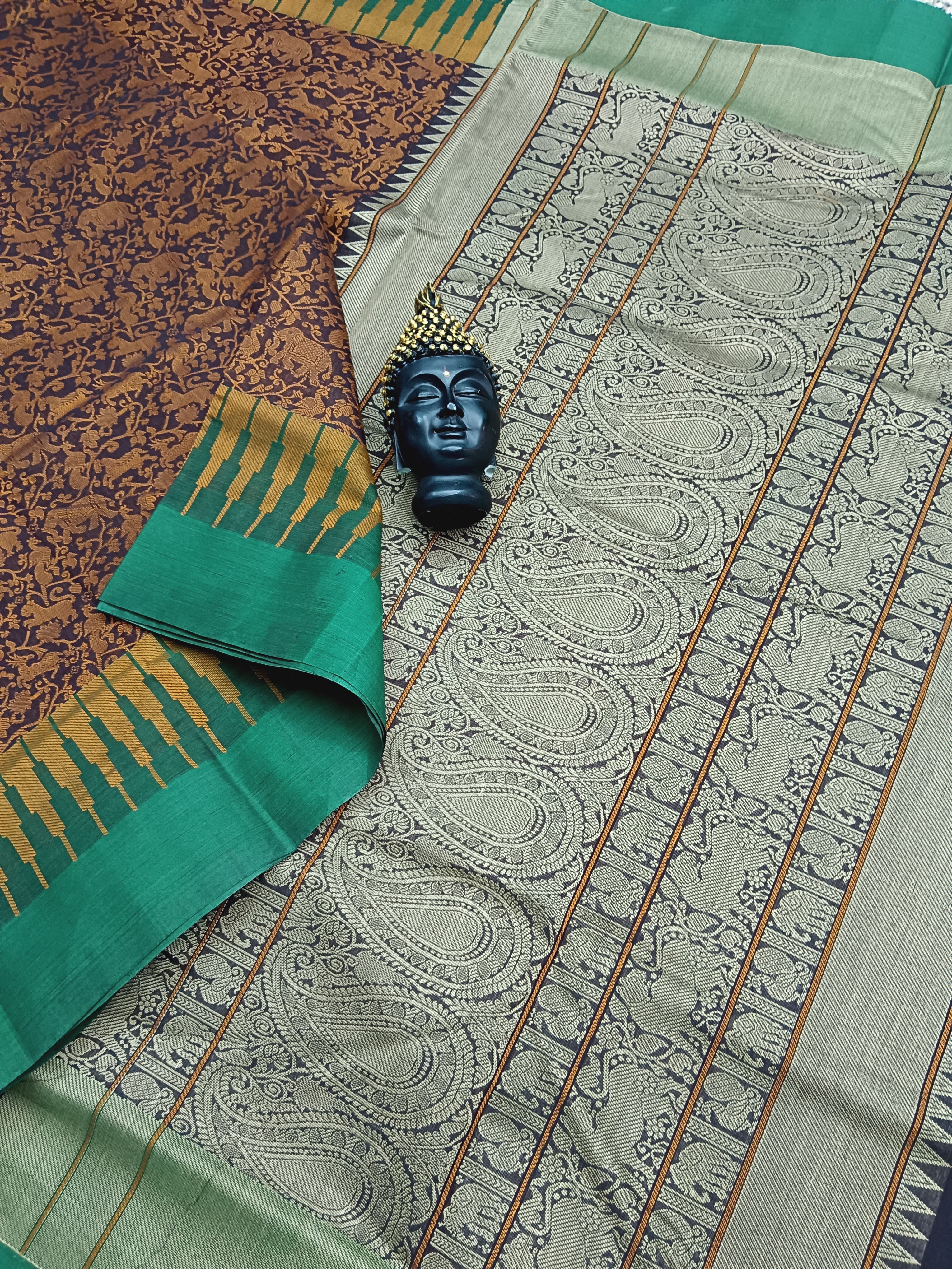 Heritage Handwoven Cotton - Vanasingaram - Dark Maroon- 06