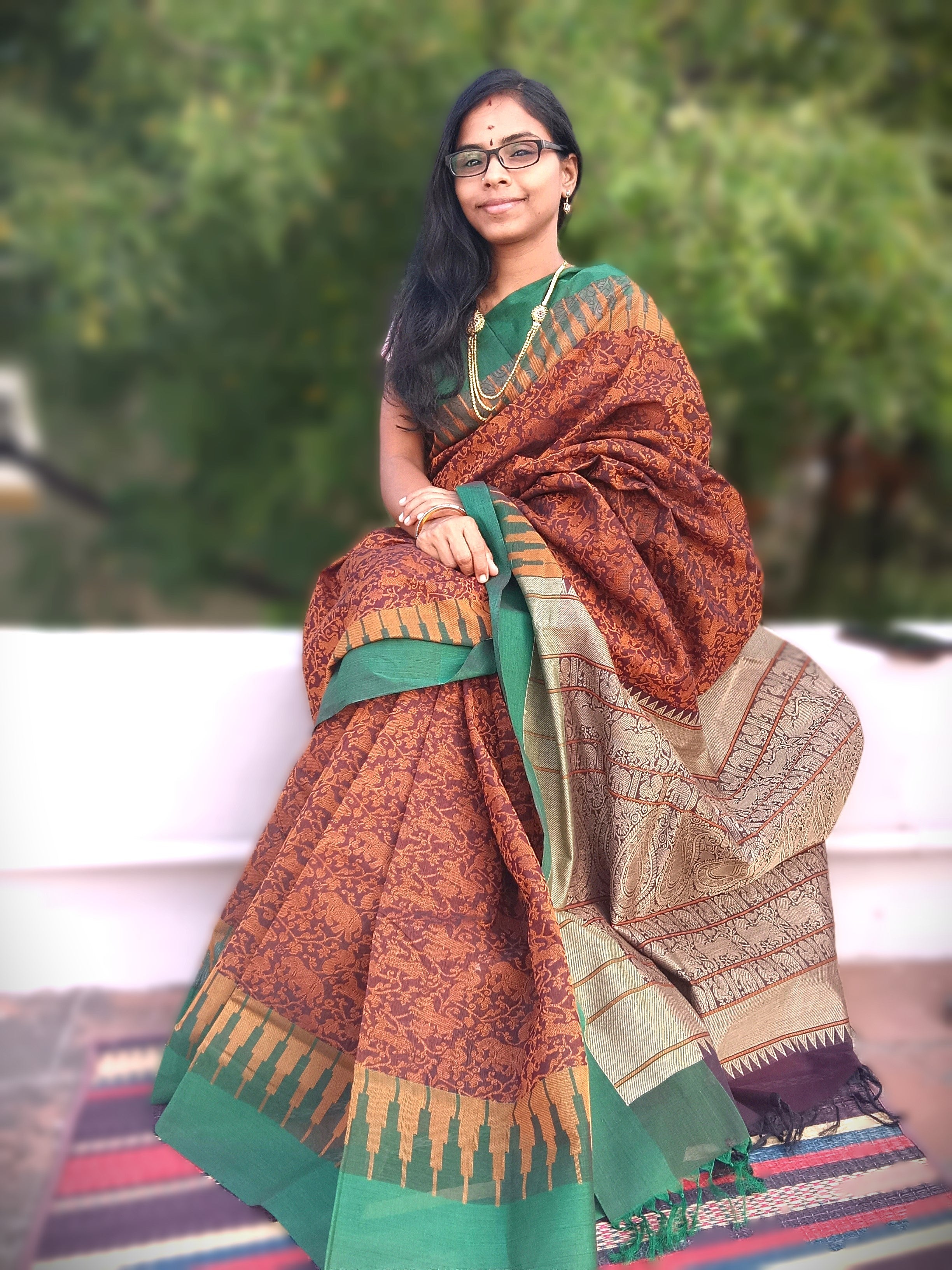 Heritage Handwoven Cotton - Vanasingaram - Dark Maroon- 06
