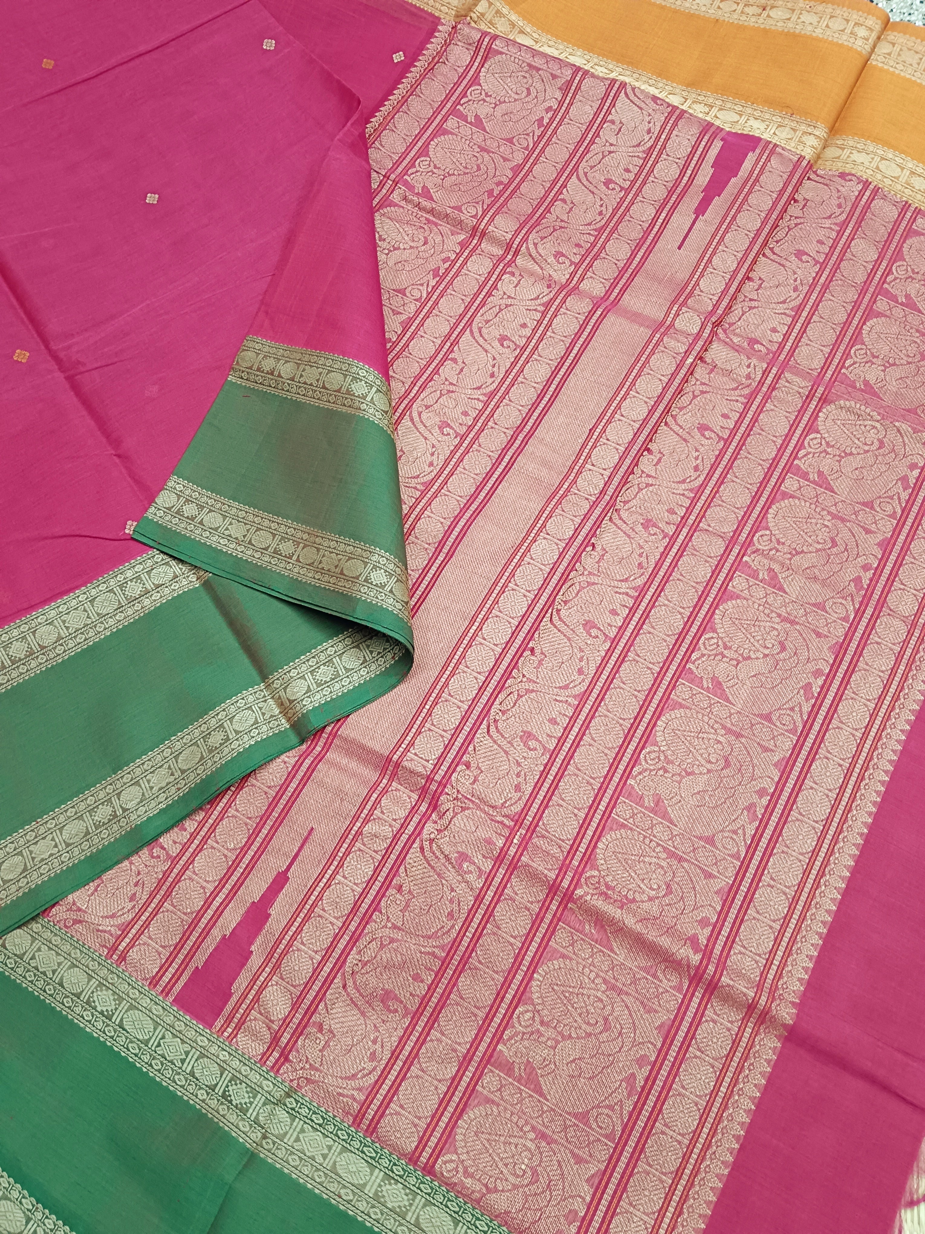 Heritage Handwoven Cotton - Ganga-Jamuna - Rose -11