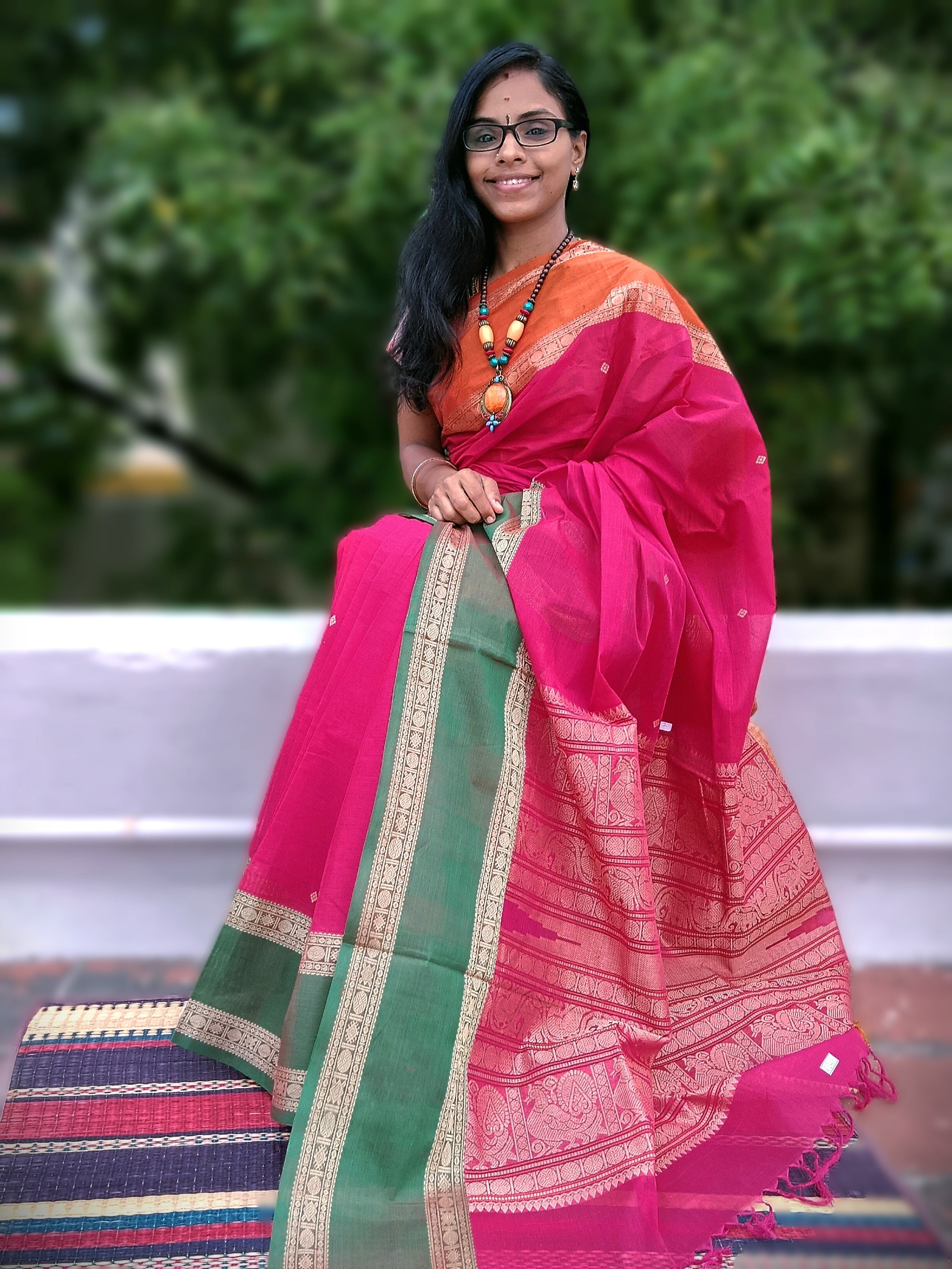 Heritage Handwoven Cotton - Ganga-Jamuna - Rose -11