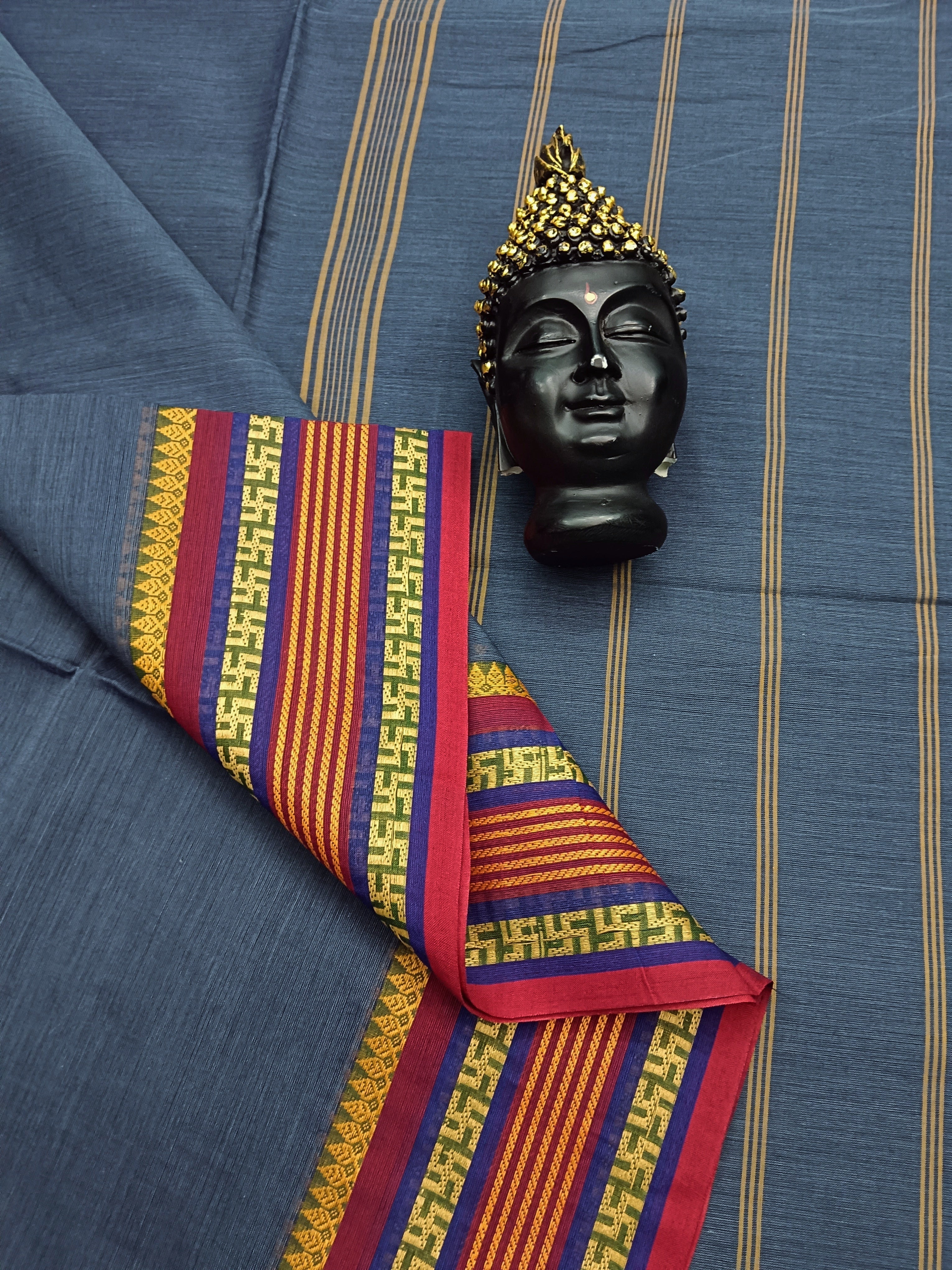 Chettinad Cotton -Daily wear -Dark steel Blue Grey-CDW18
