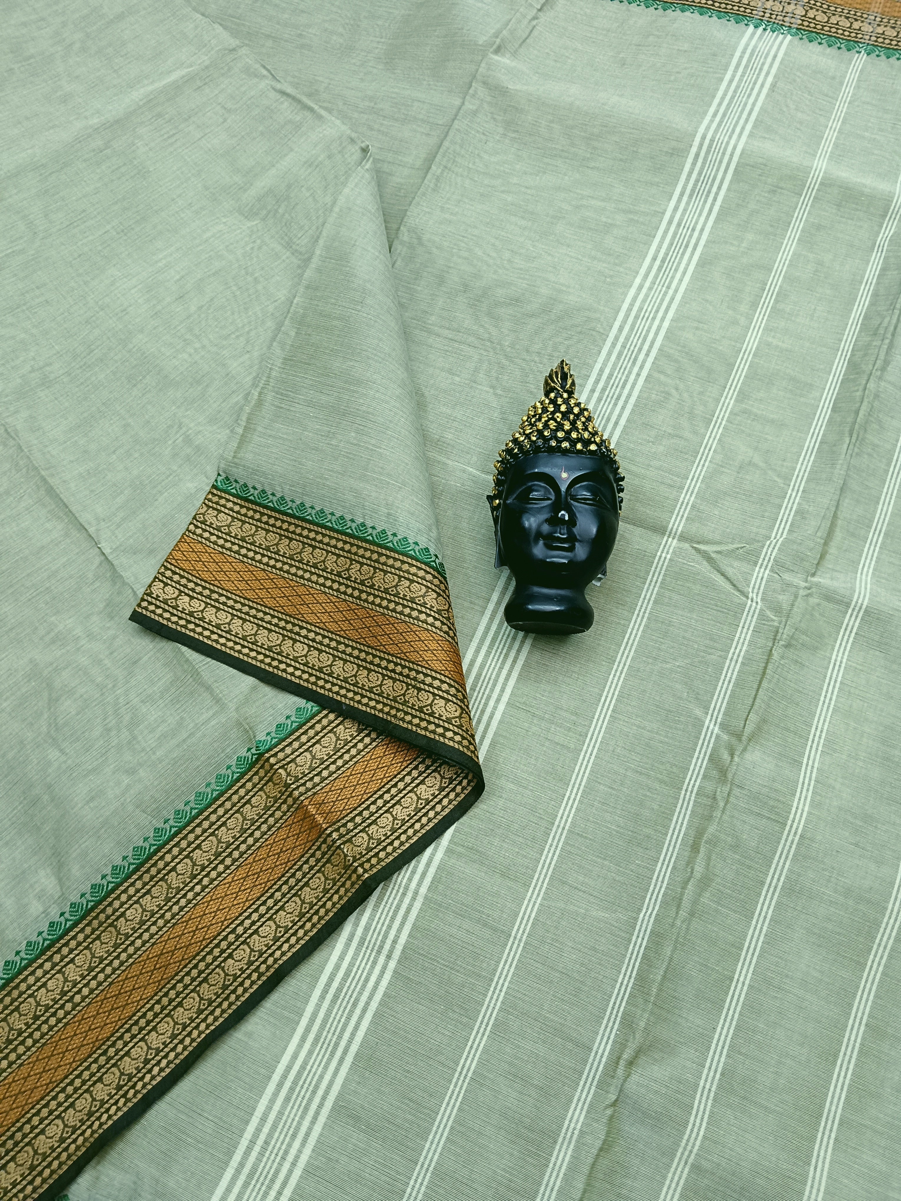 Chettinad Cotton - Daily Wear Saree - Kelly green -CDW05