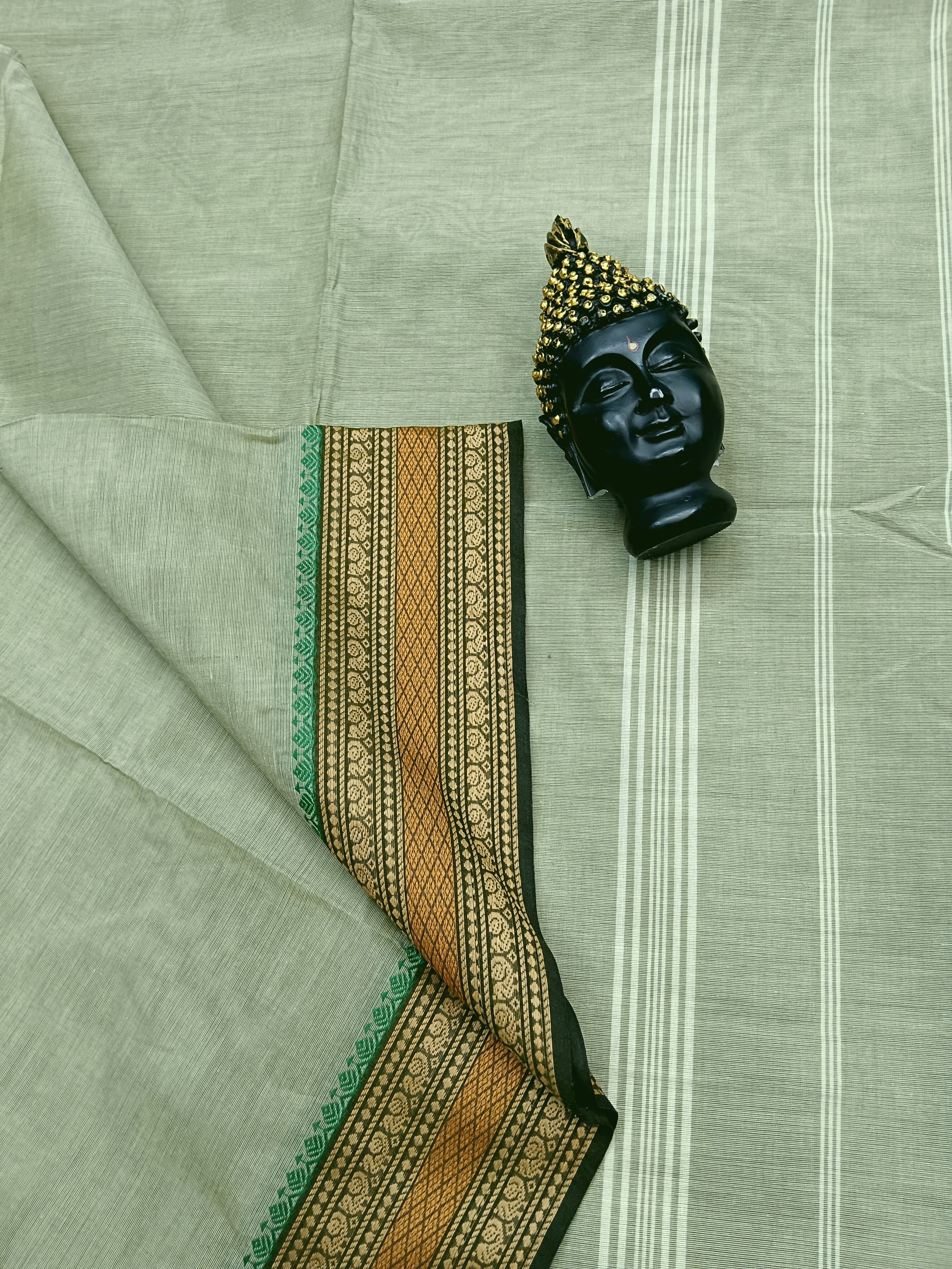 Chettinad Cotton - Daily Wear Saree - Kelly green -CDW05