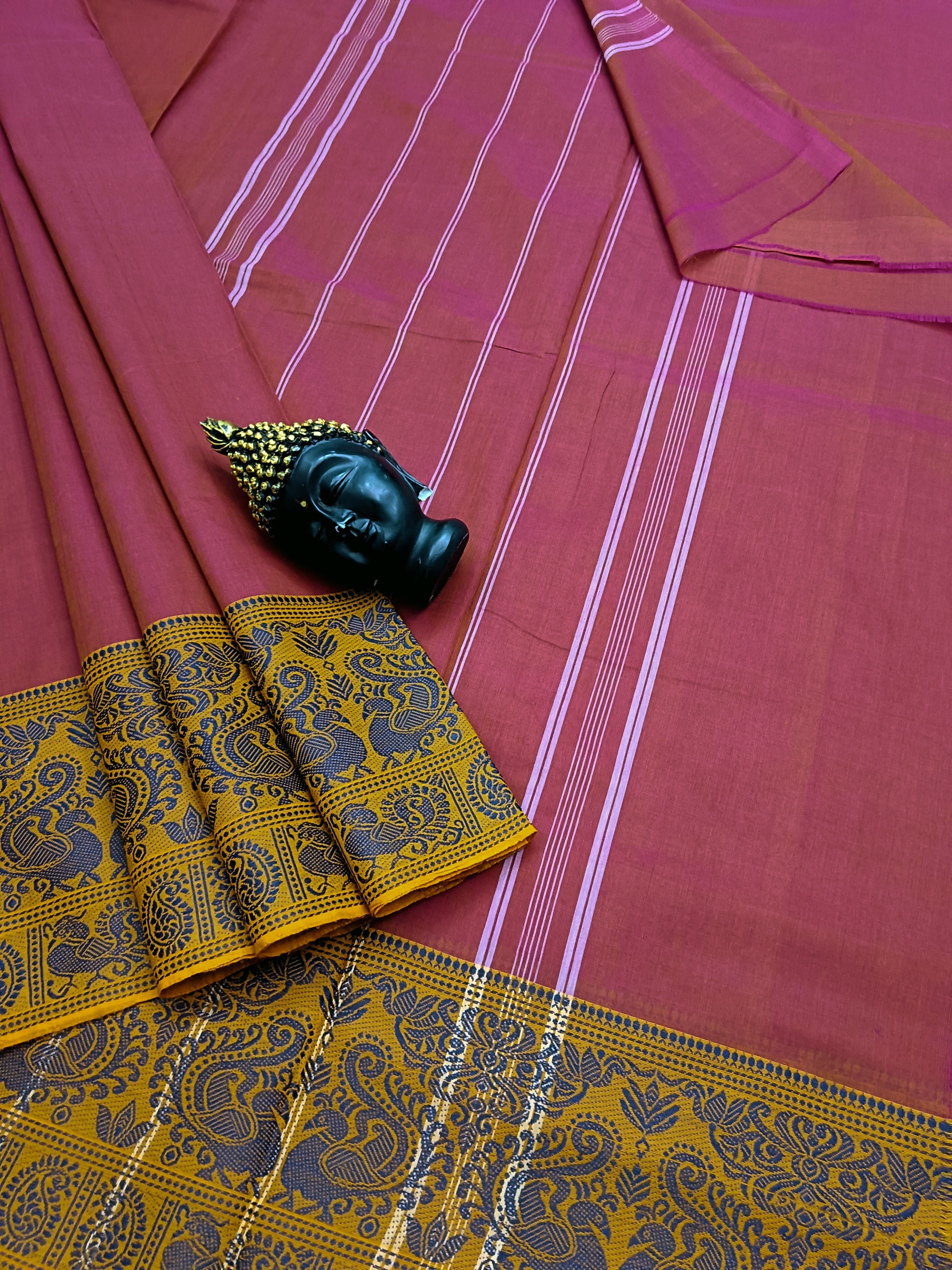 Chettinad Cotton - Office Wear - Brick Redish Pink Dual Tone - CCOW18