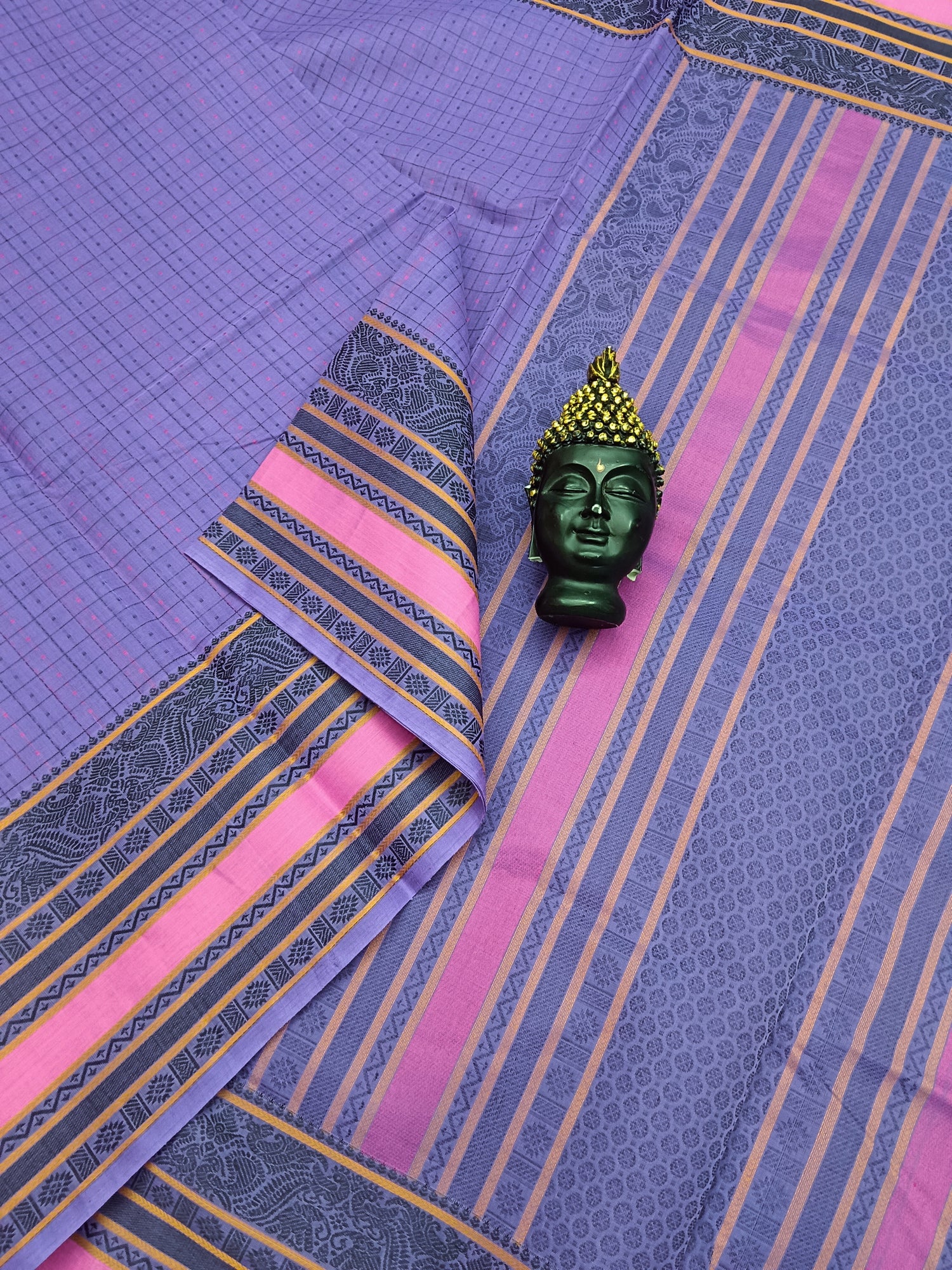 Heritage Handwoven cotton -Lakshadeepam-Lavender -20