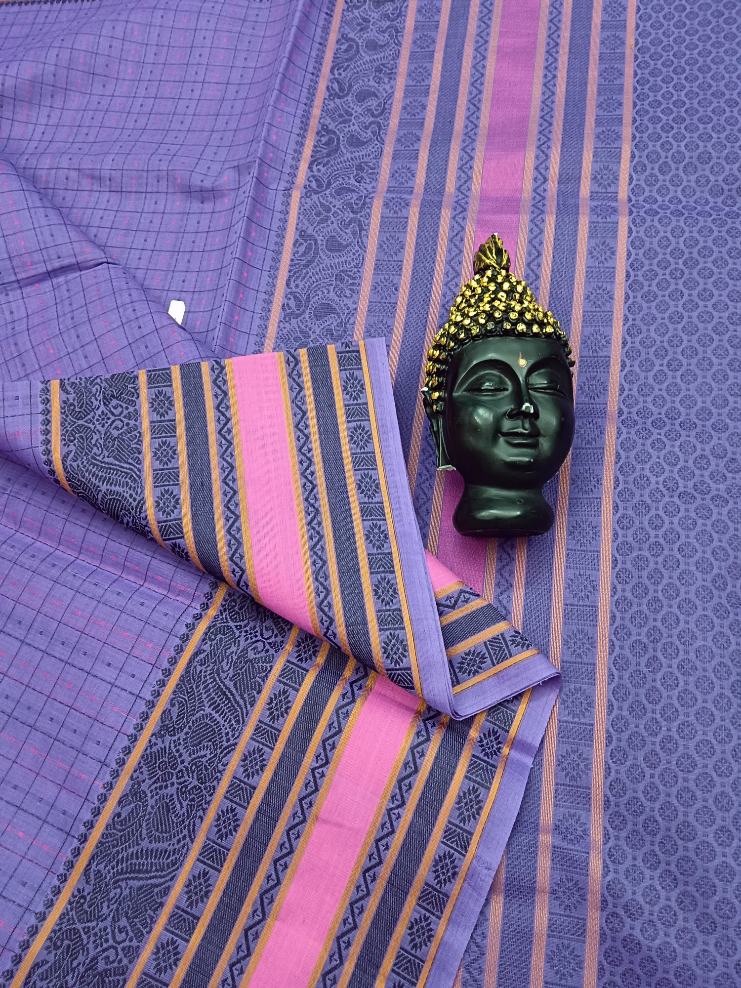 Heritage Handwoven cotton -Lakshadeepam-Lavender -20