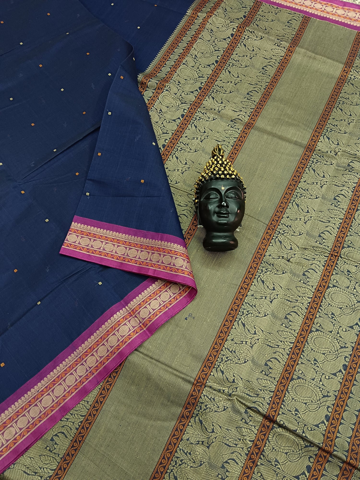 Heritage Handwoven cotton - Butta- Blue -17