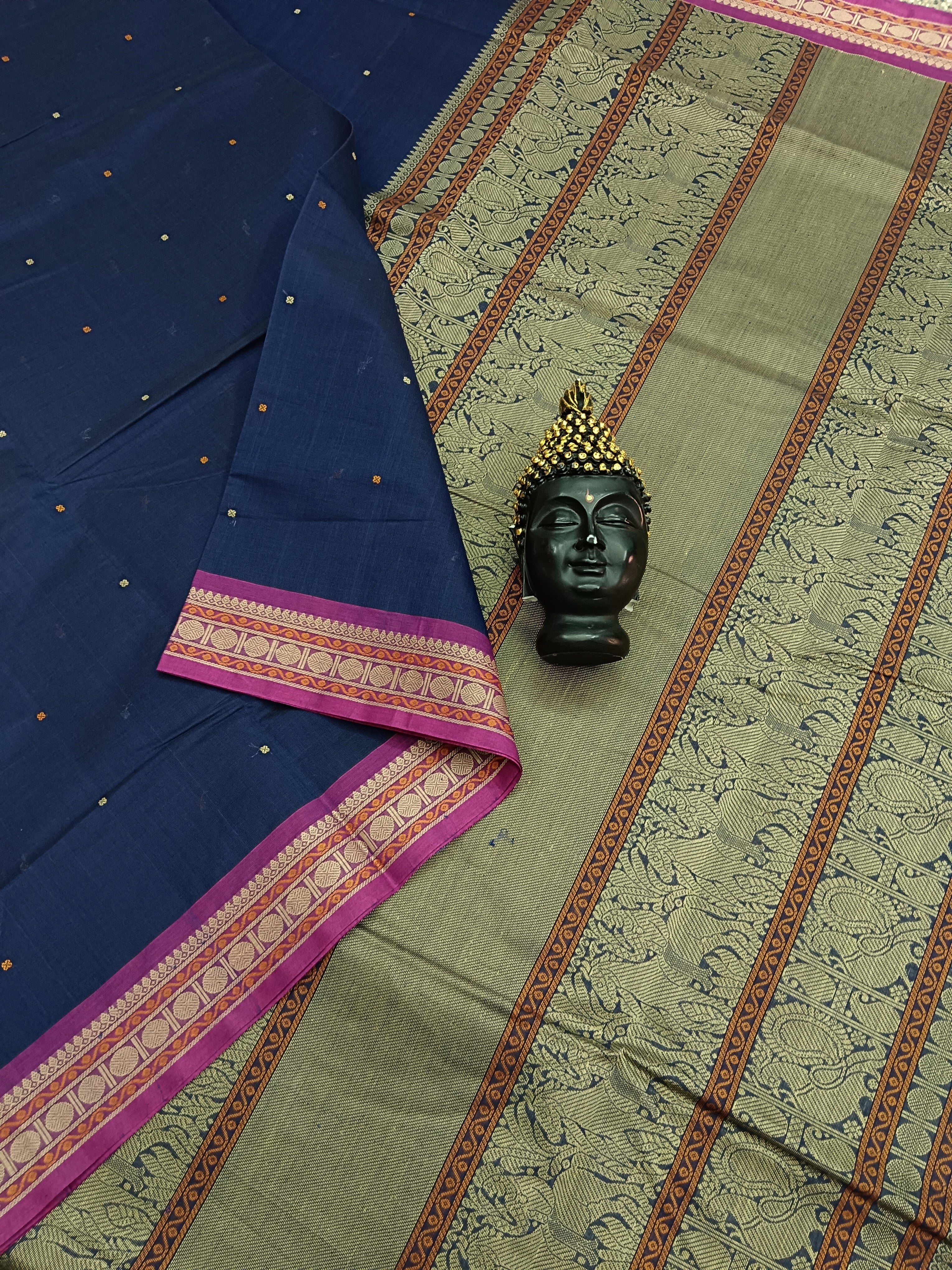 Heritage Handwoven cotton - Butta- Blue -17