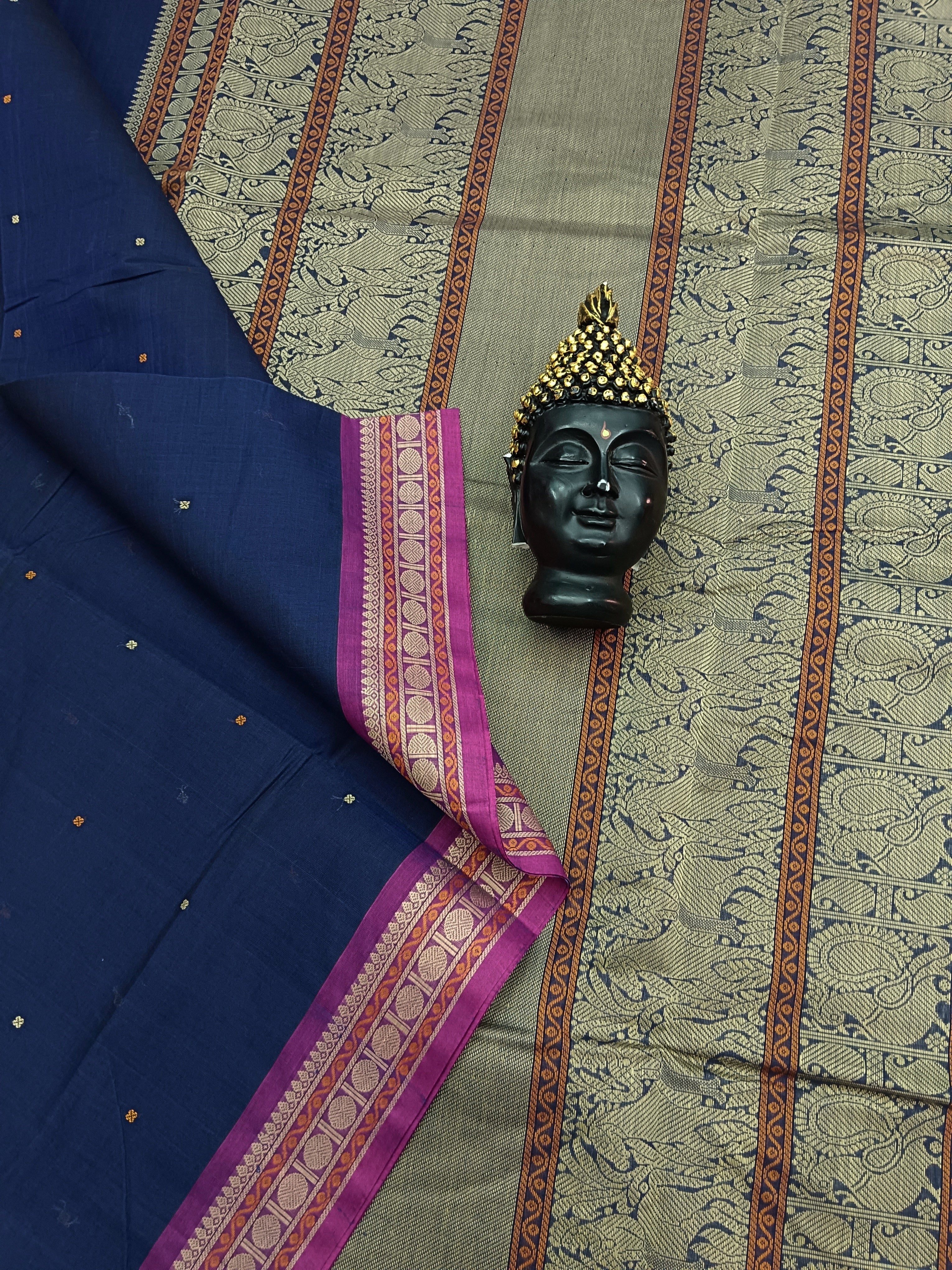 Heritage Handwoven cotton - Butta- Blue -17