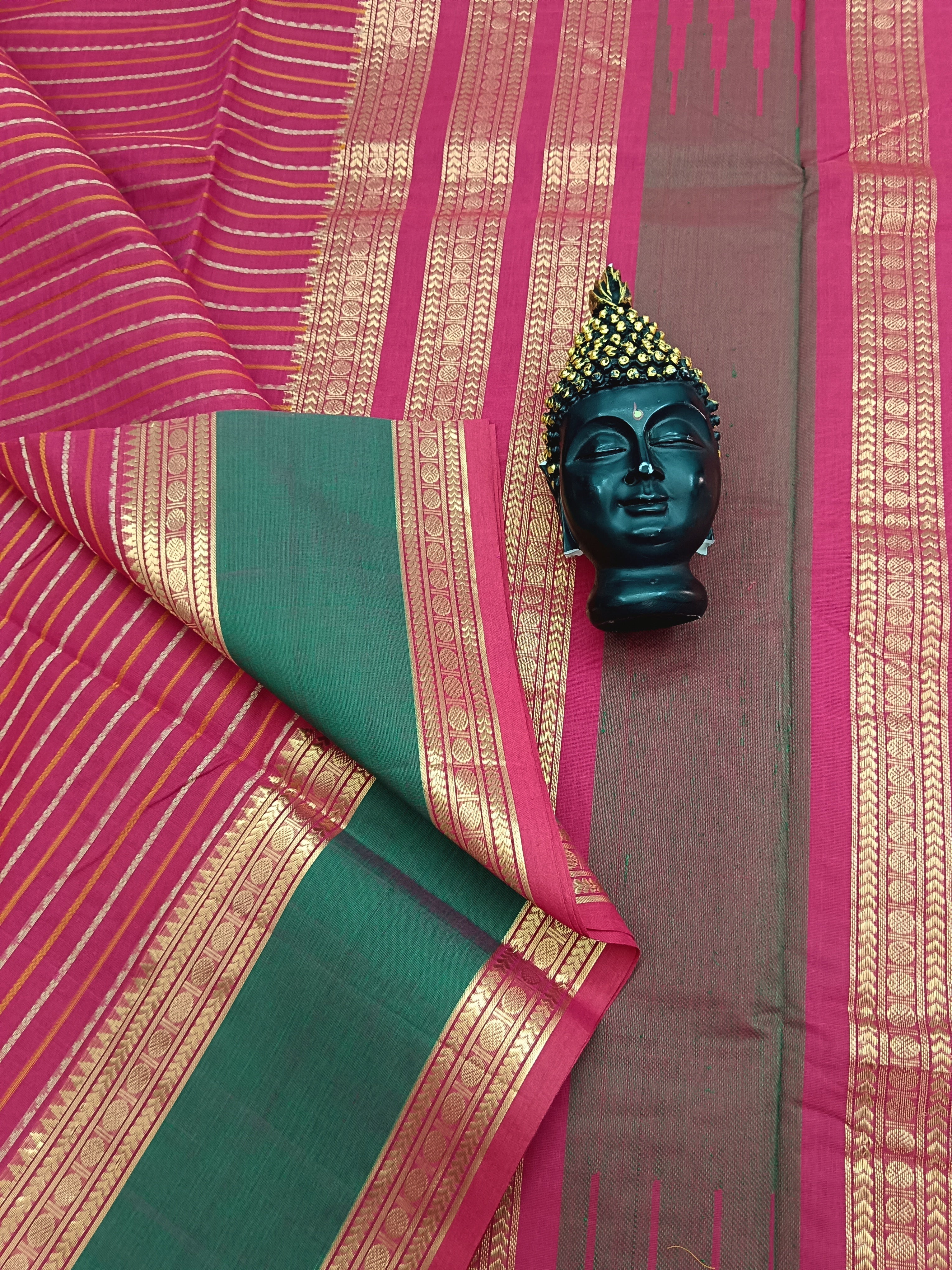 Heritage Handwoven cotton -Veldhari- Redish Pink -15