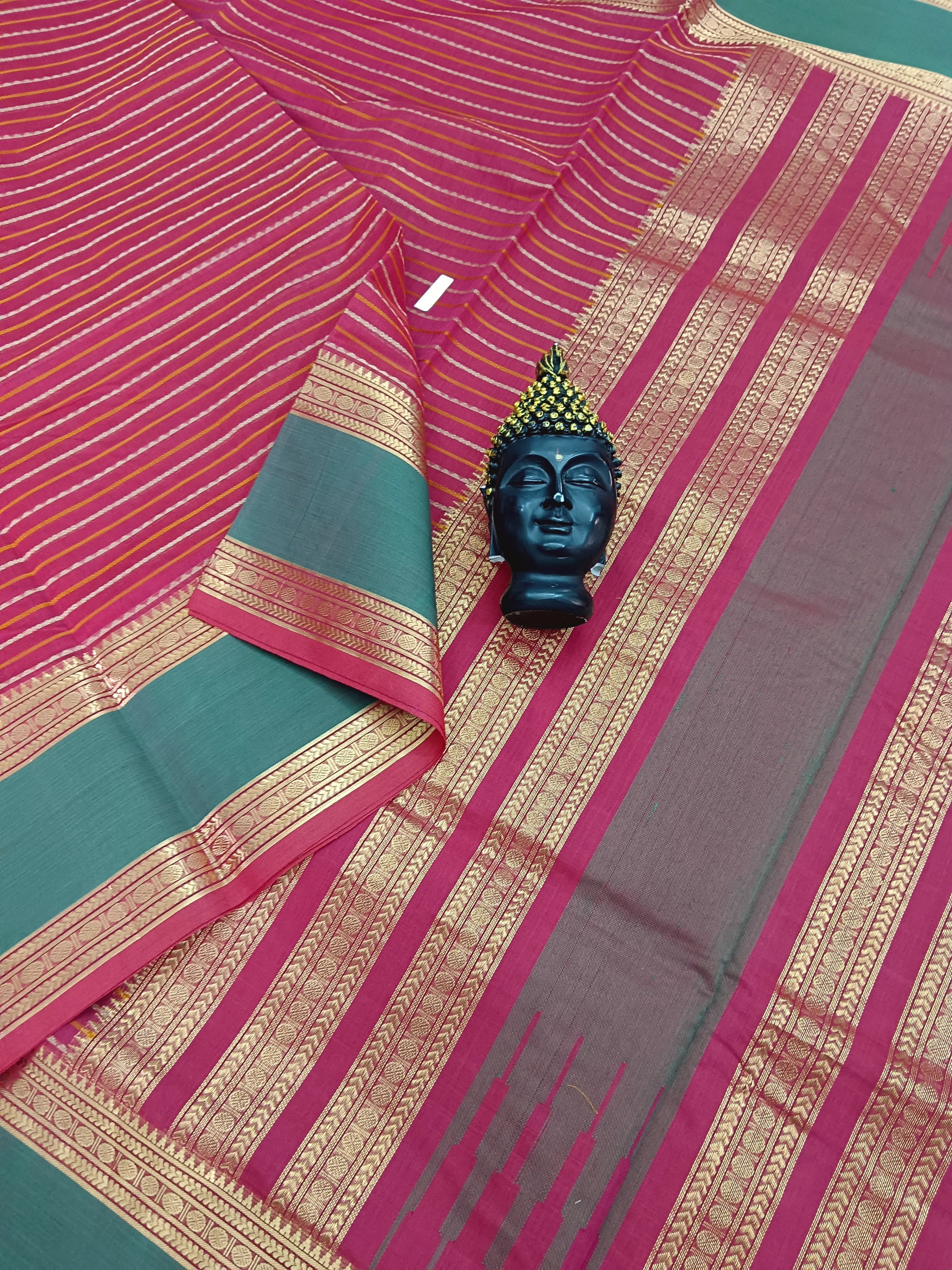 Heritage Handwoven cotton -Veldhari- Redish Pink -15