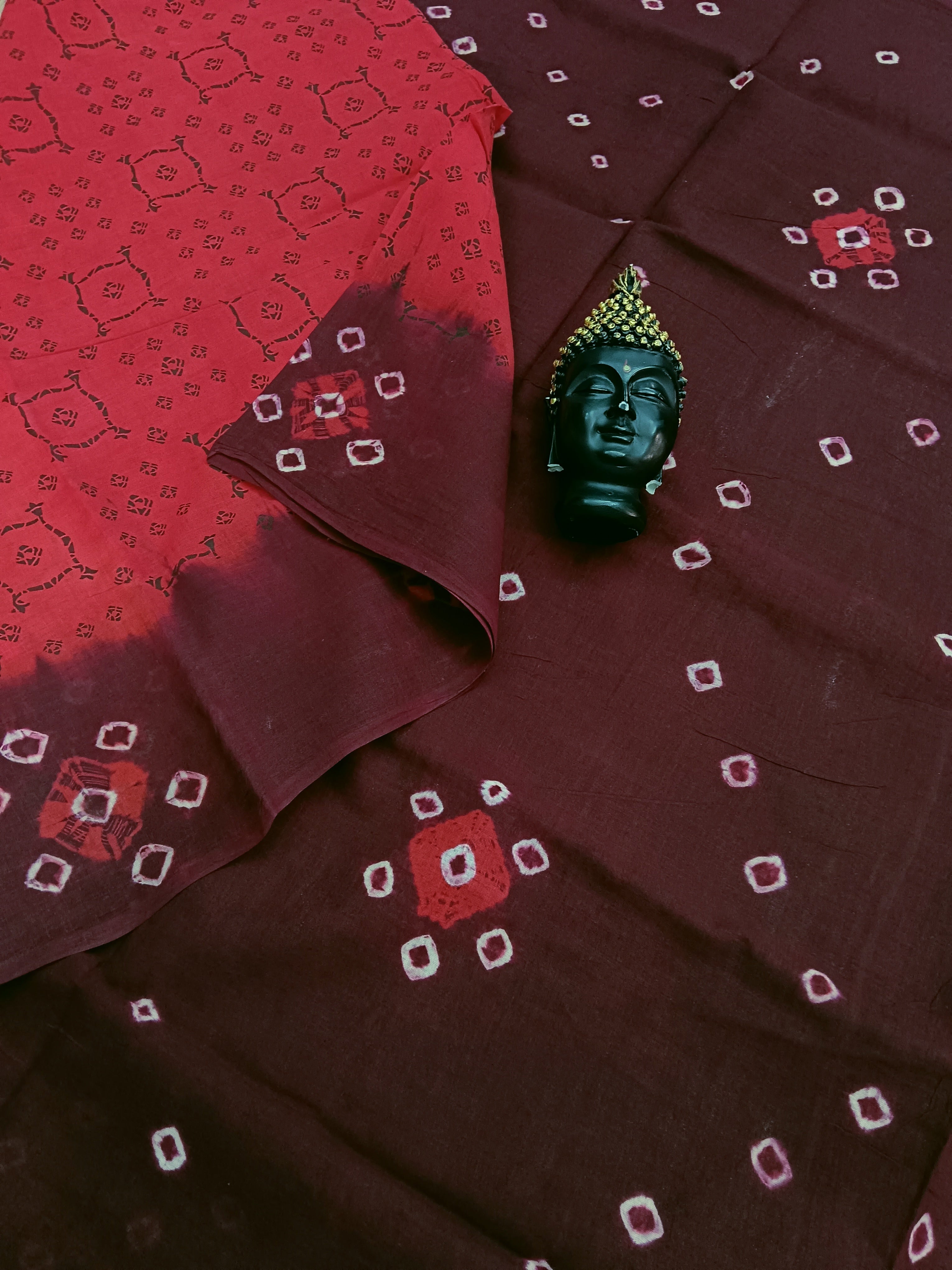 Madurai Sungudi Cotton - Red -MS 06