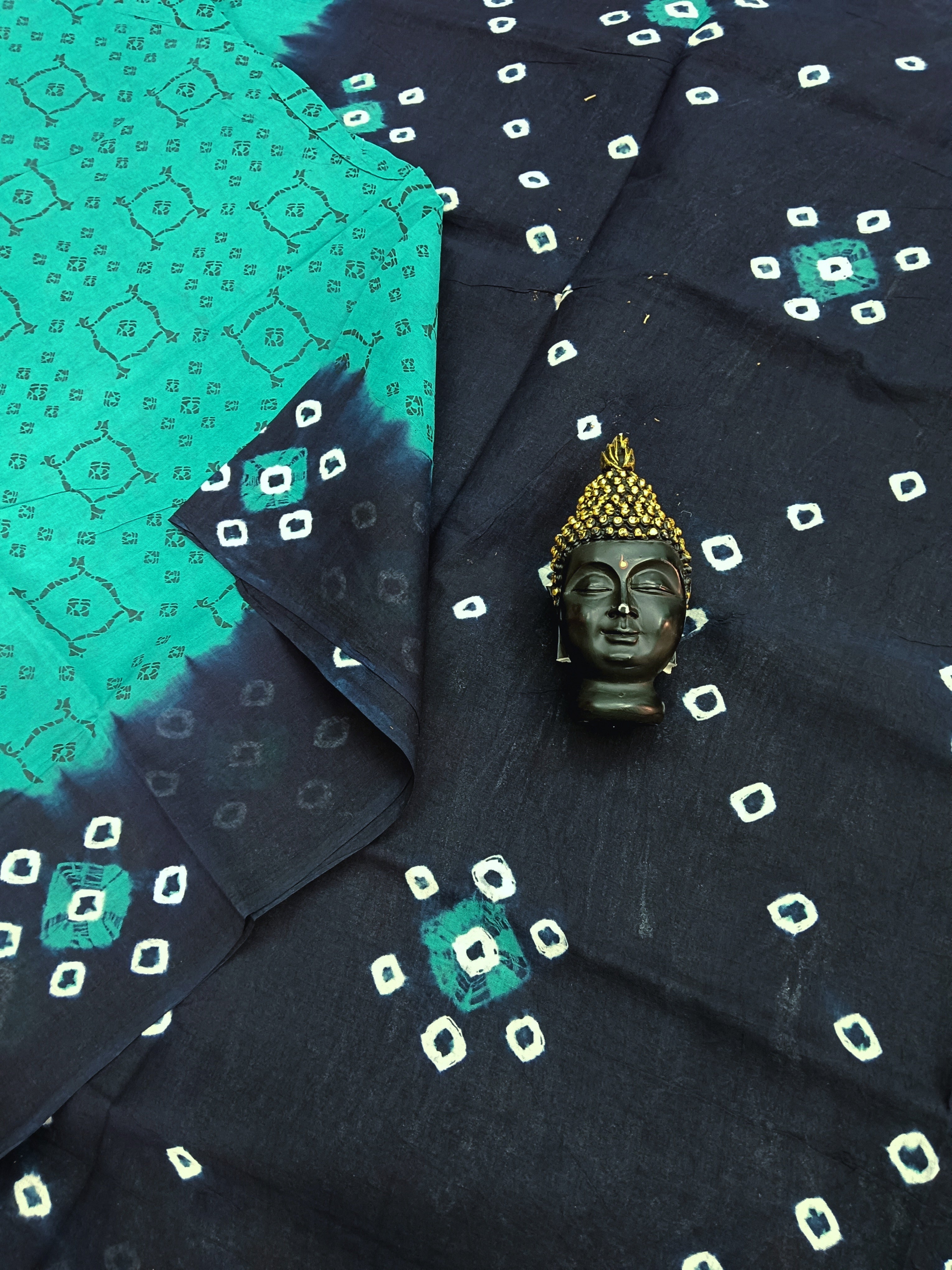 Madurai Sungudi Cotton - Rama Green - MS07