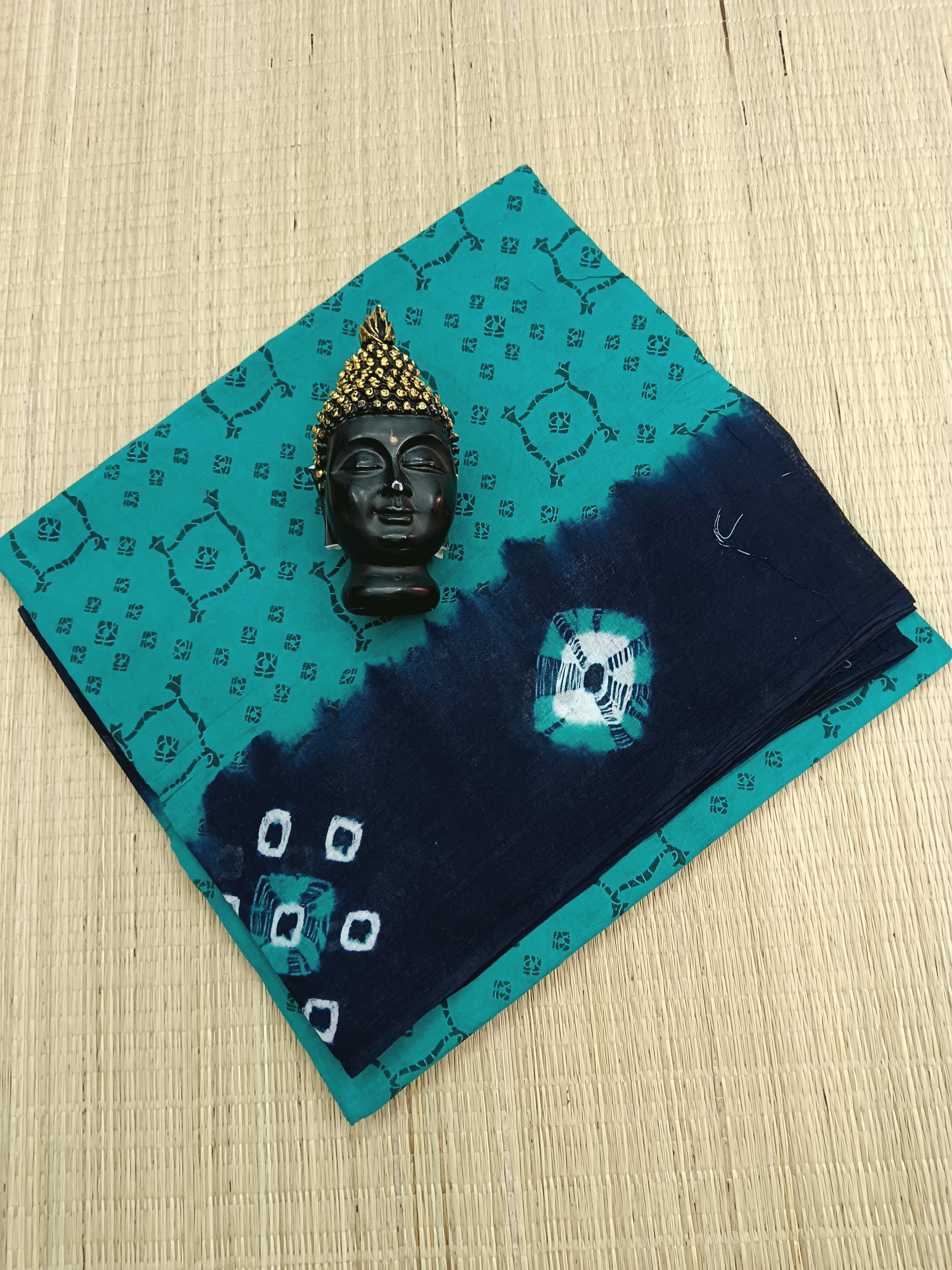 Madurai Sungudi Cotton - Rama Green - MS07