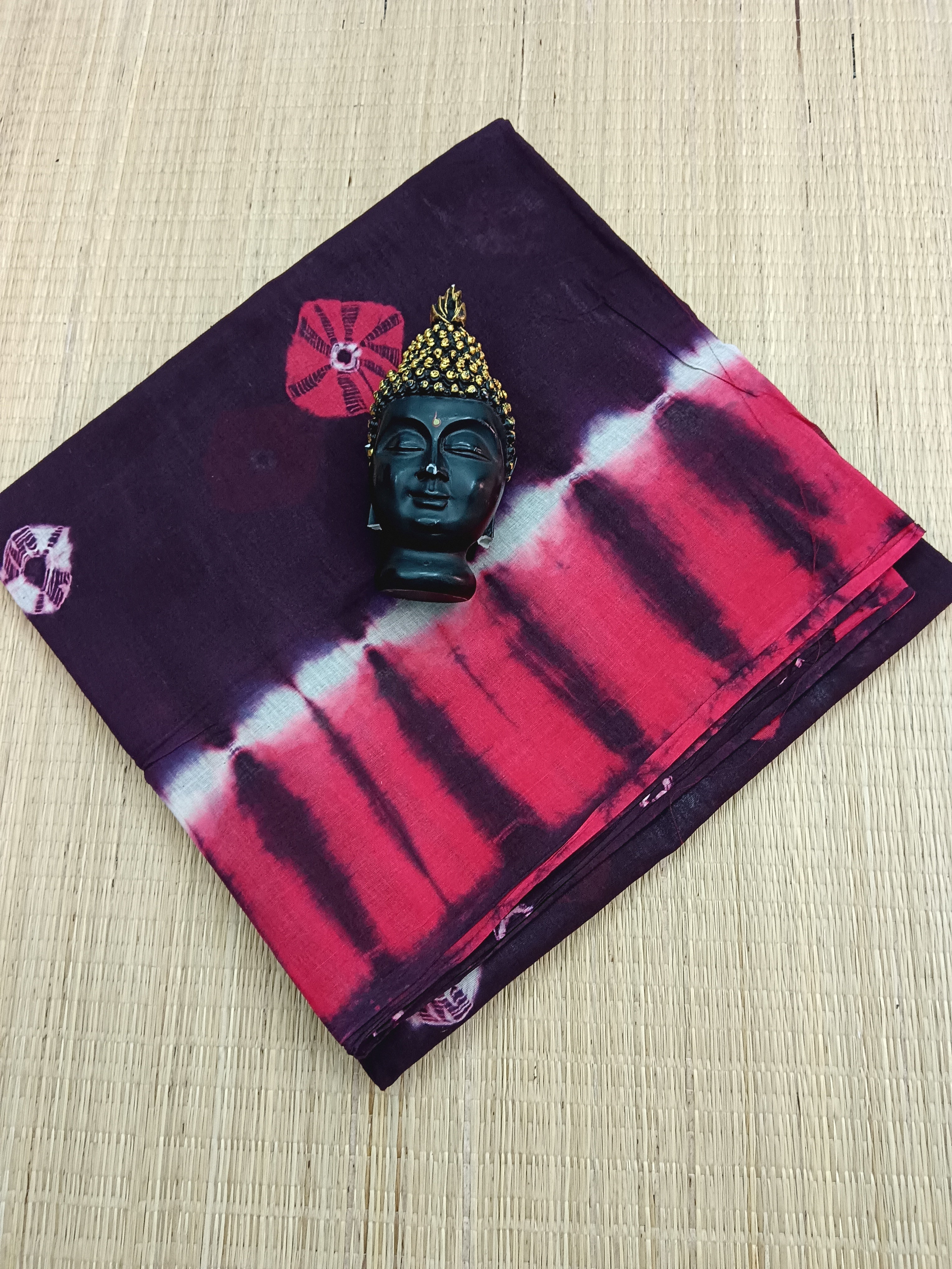 Madurai Sungudi Cotton - Maroon - MS08