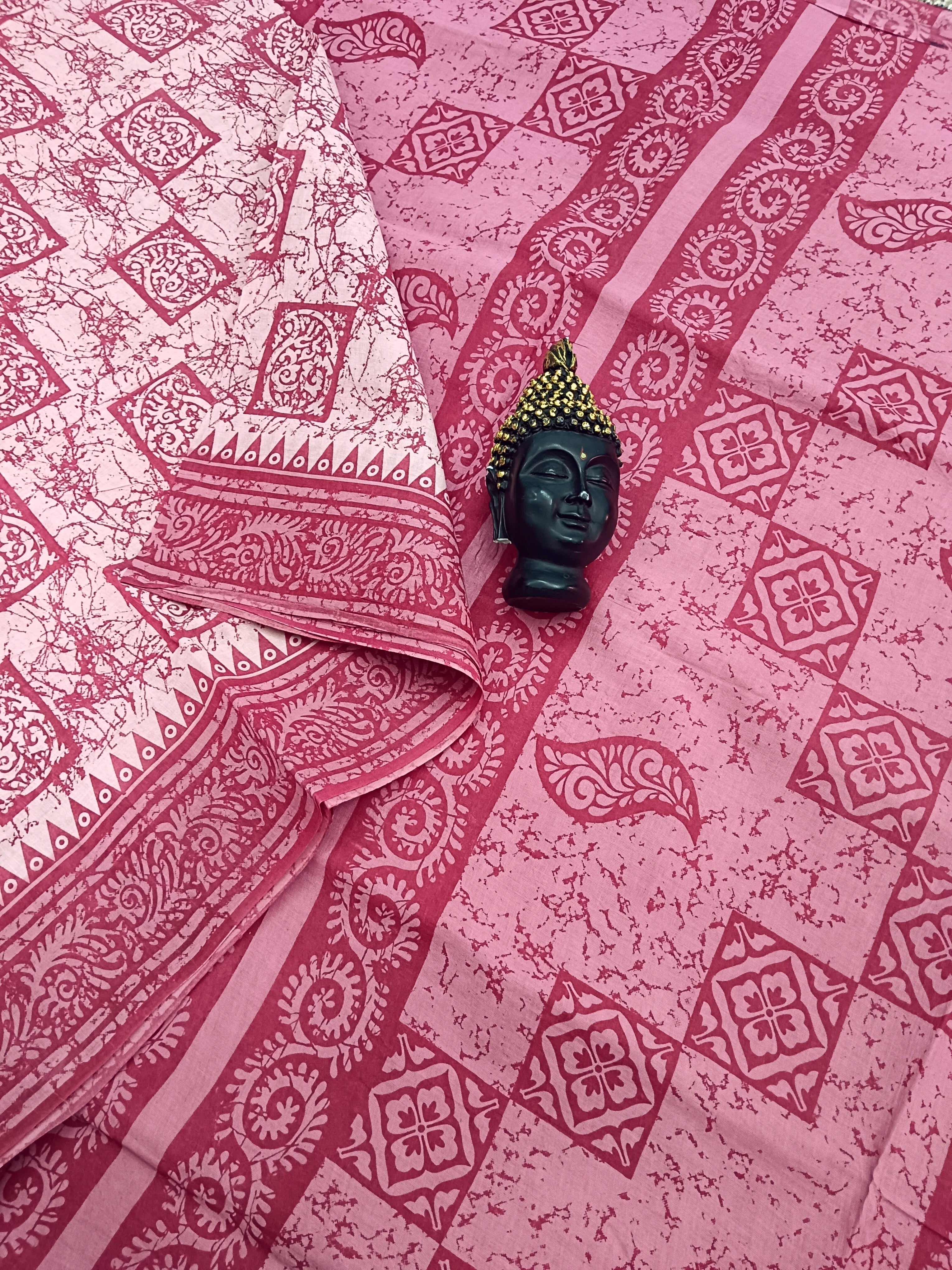 Madurai Sungudi Cotton - Beige Pink- MS12