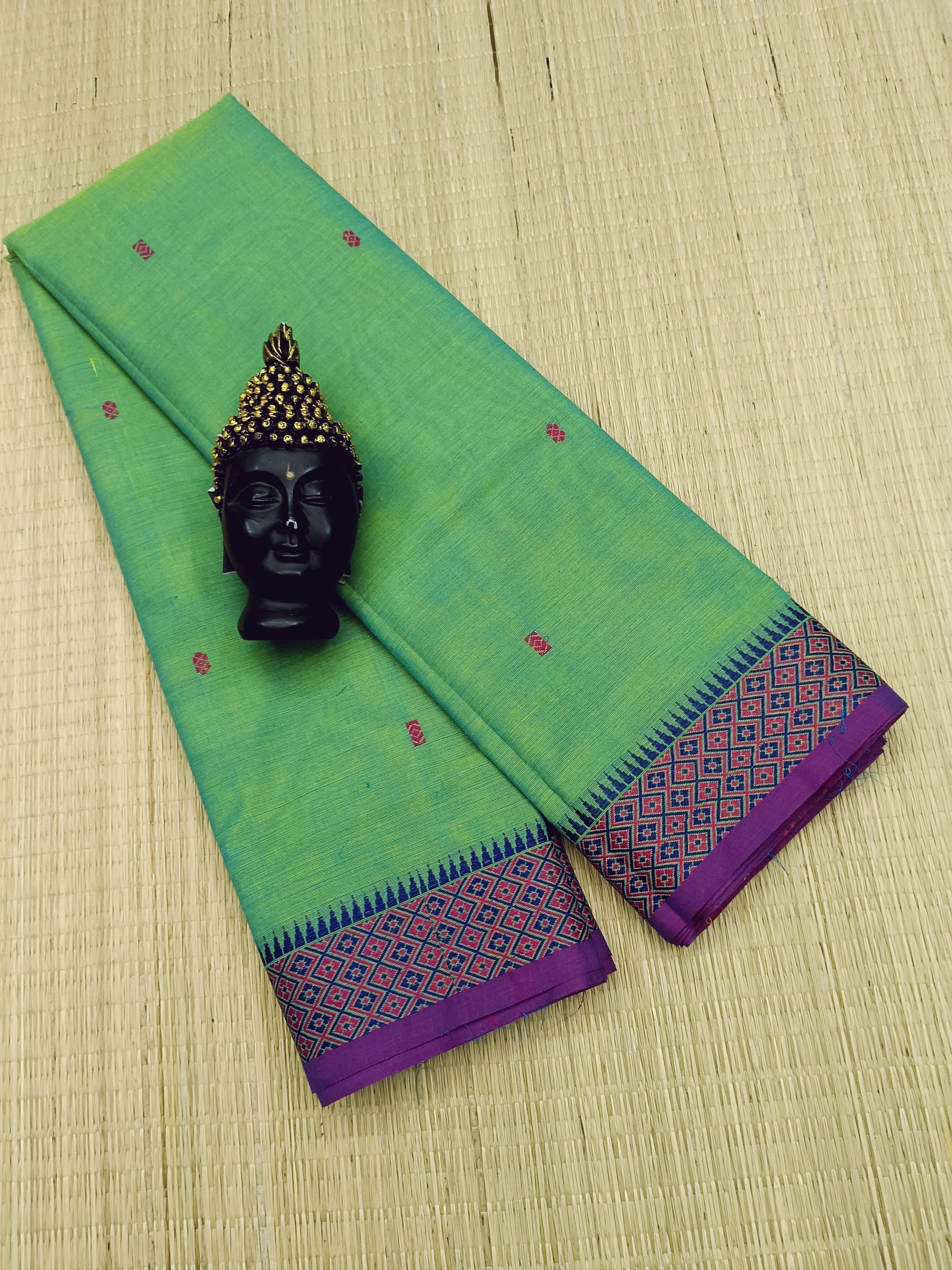 Chettinad Cotton - Office Wear -Yellow Mixed Aqua Green Dual Tone- CCOW34